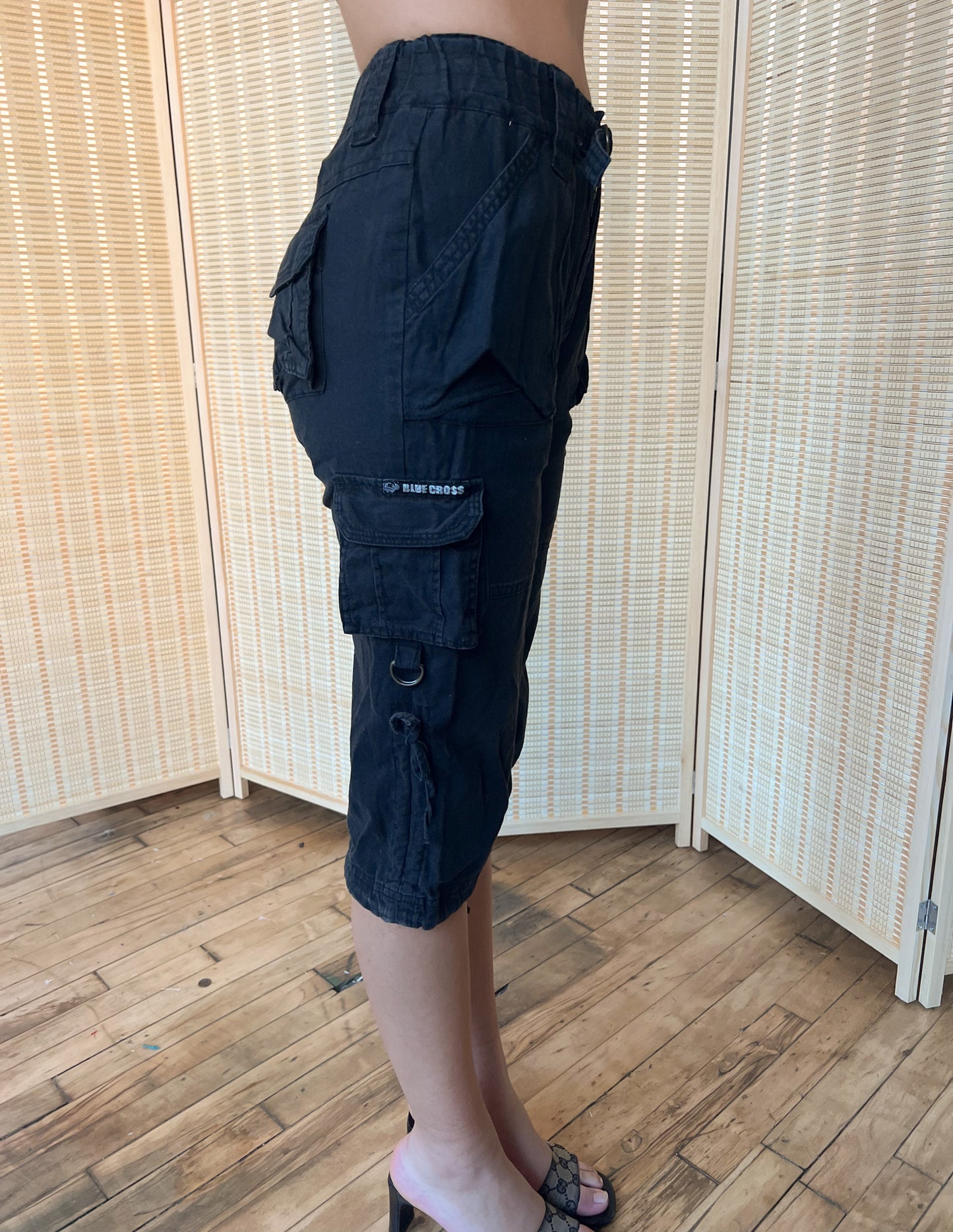 Blue Cross Black Cargo Capris