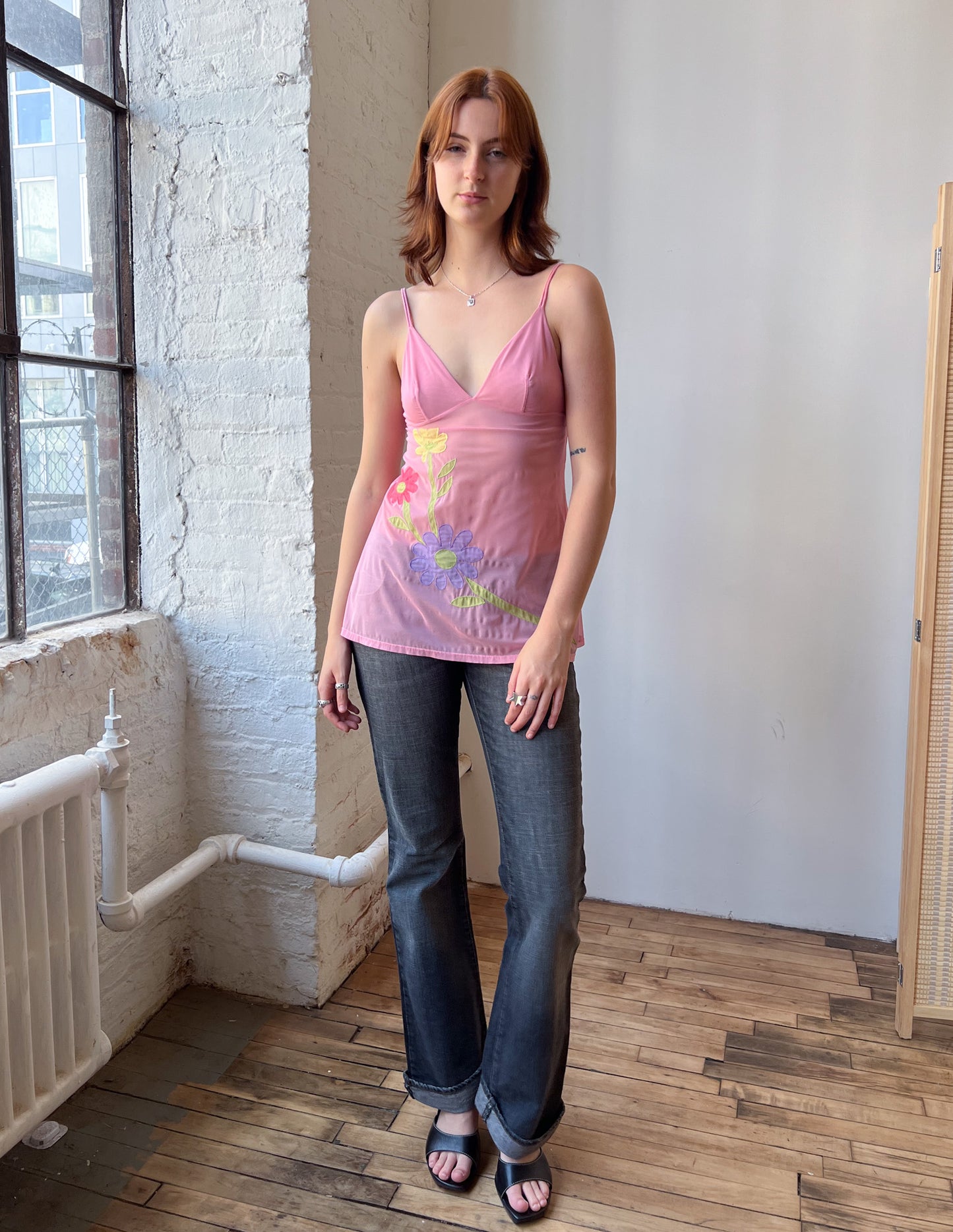 Vtg Rare Victoria's Secret Sheer Mesh Floral Tank