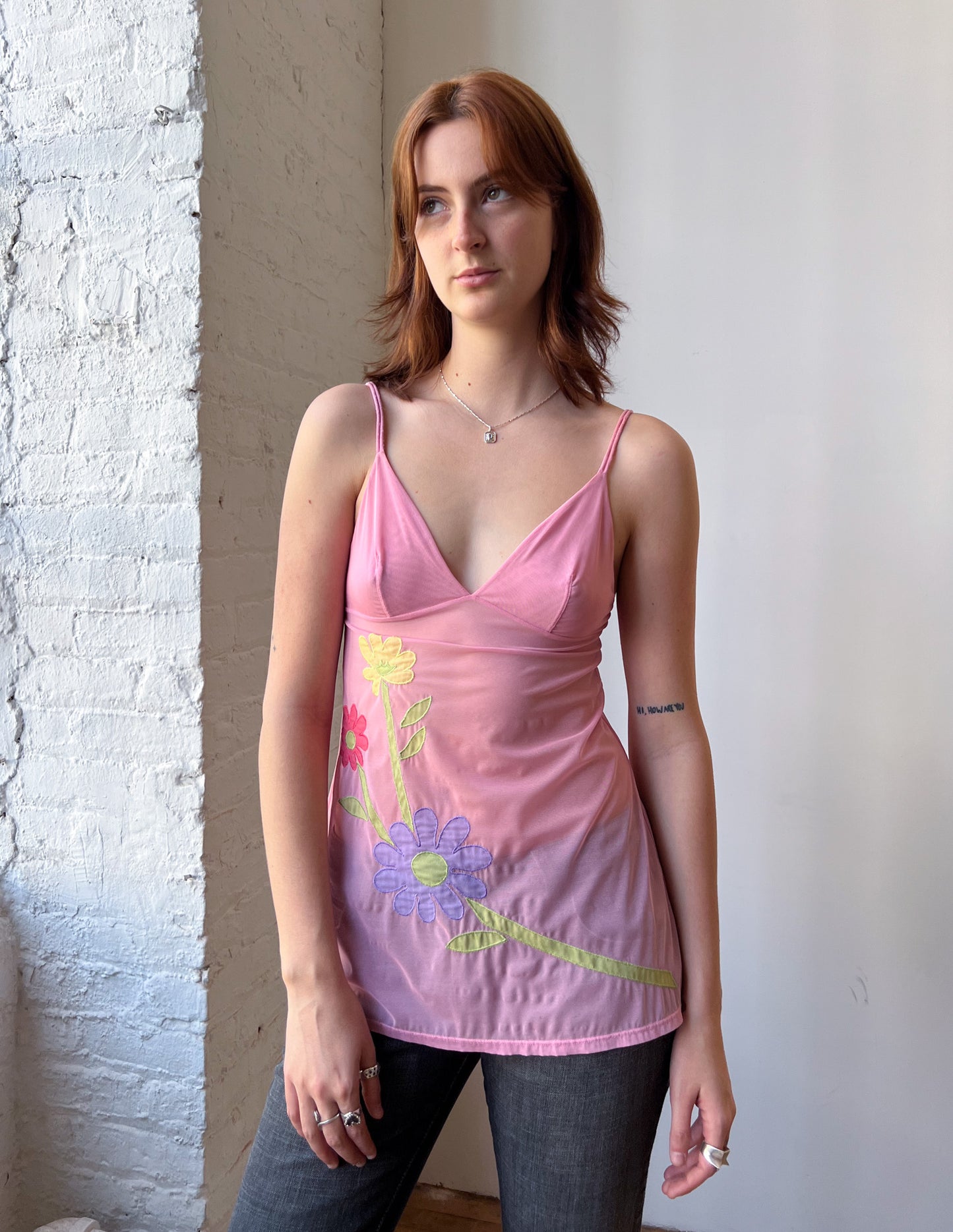Vtg Rare Victoria's Secret Sheer Mesh Floral Tank