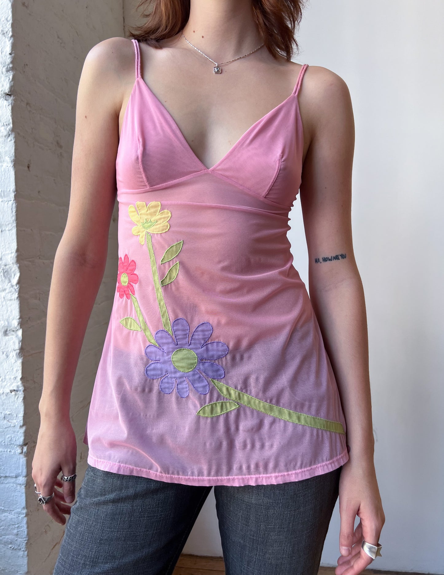 Vtg Rare Victoria's Secret Sheer Mesh Floral Tank