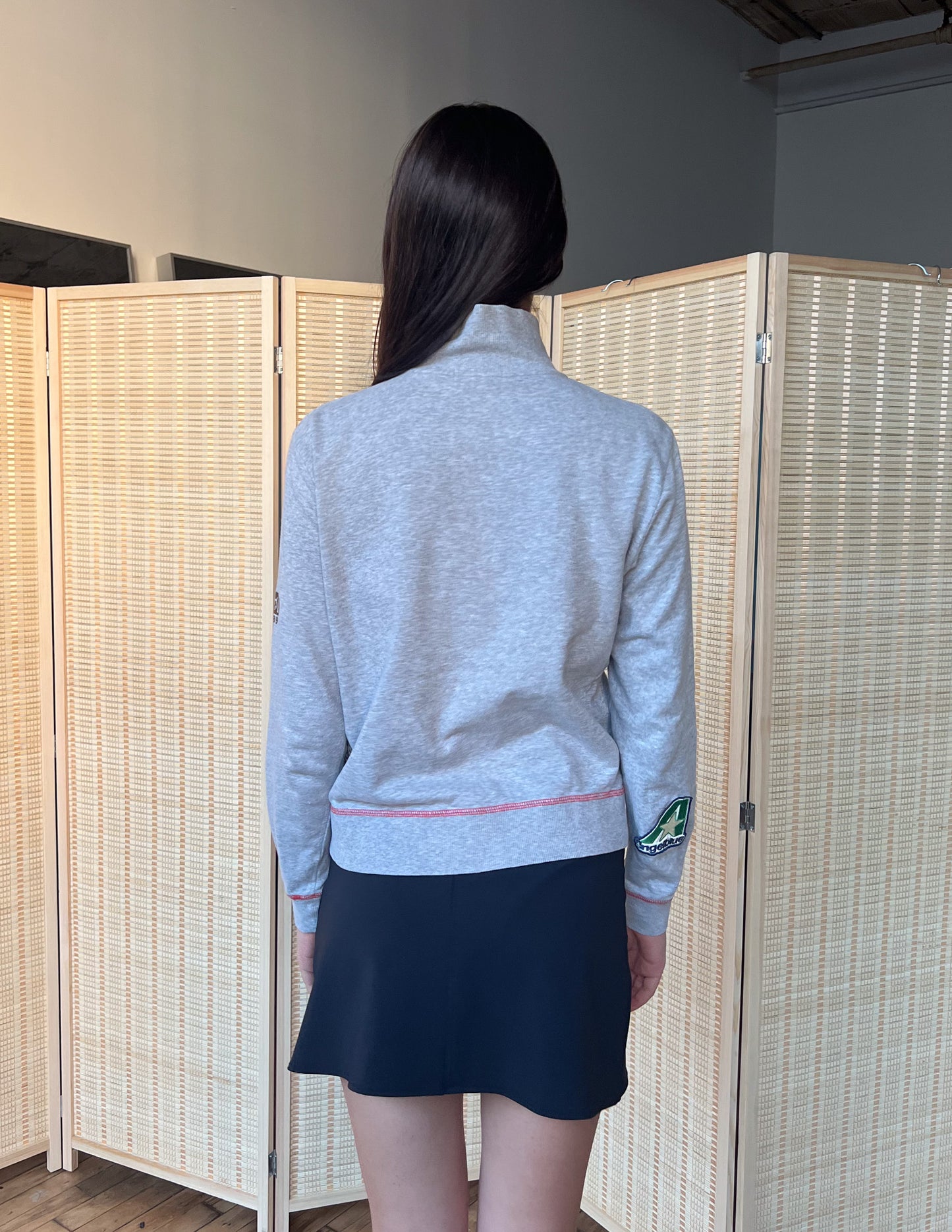 Angel Blue Grey & Red Patch Zip Up