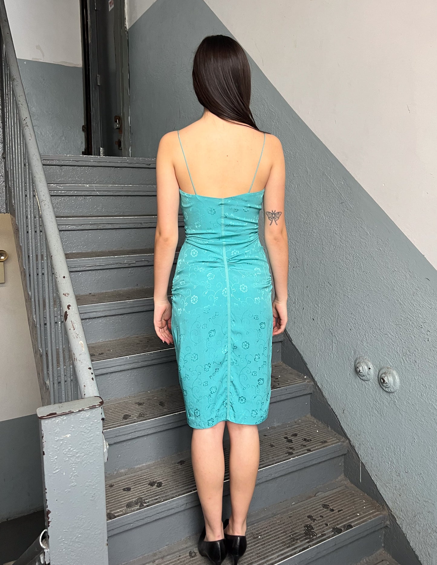 Nicole Miller Silk Teal Floral Dress