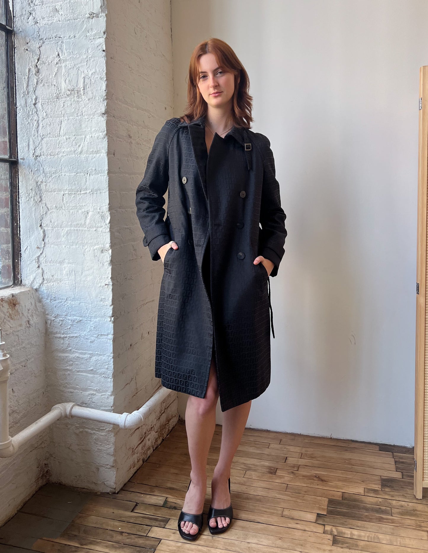 Fendi Zucca All Over Belted Trench Coat