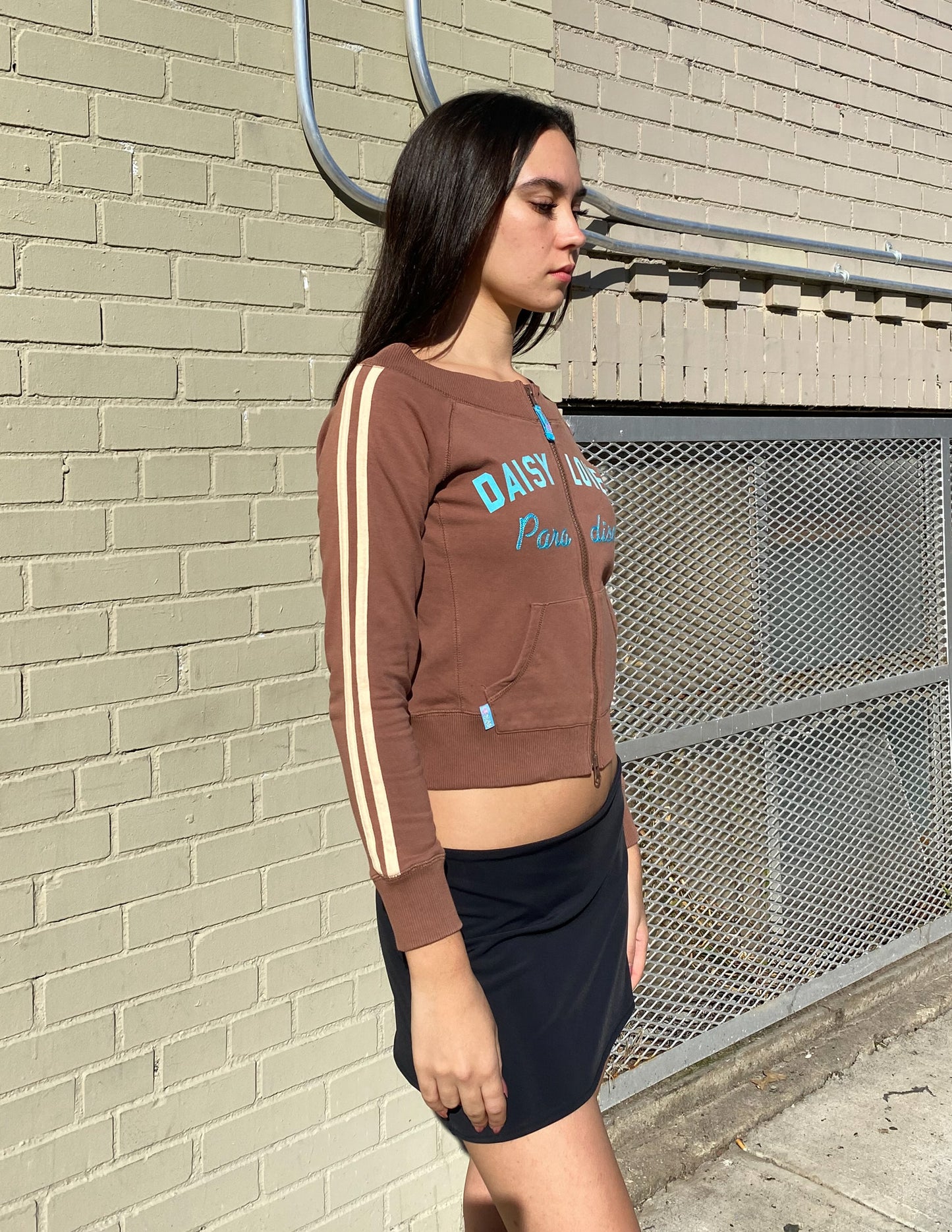 Daisy Lovers Paradise Blue & Brown Zip Up