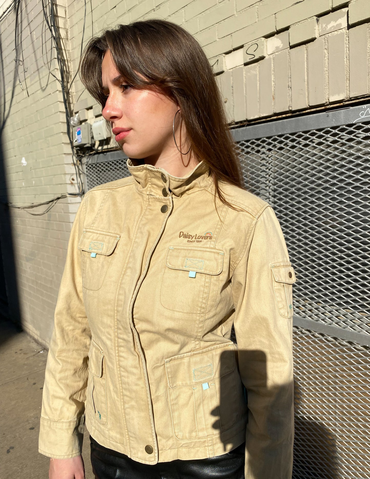 Daisy Lovers Tan Cargo Zip Up Jacket