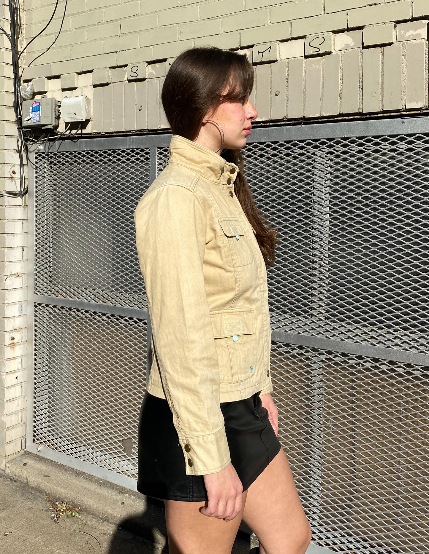 Daisy Lovers Tan Cargo Zip Up Jacket
