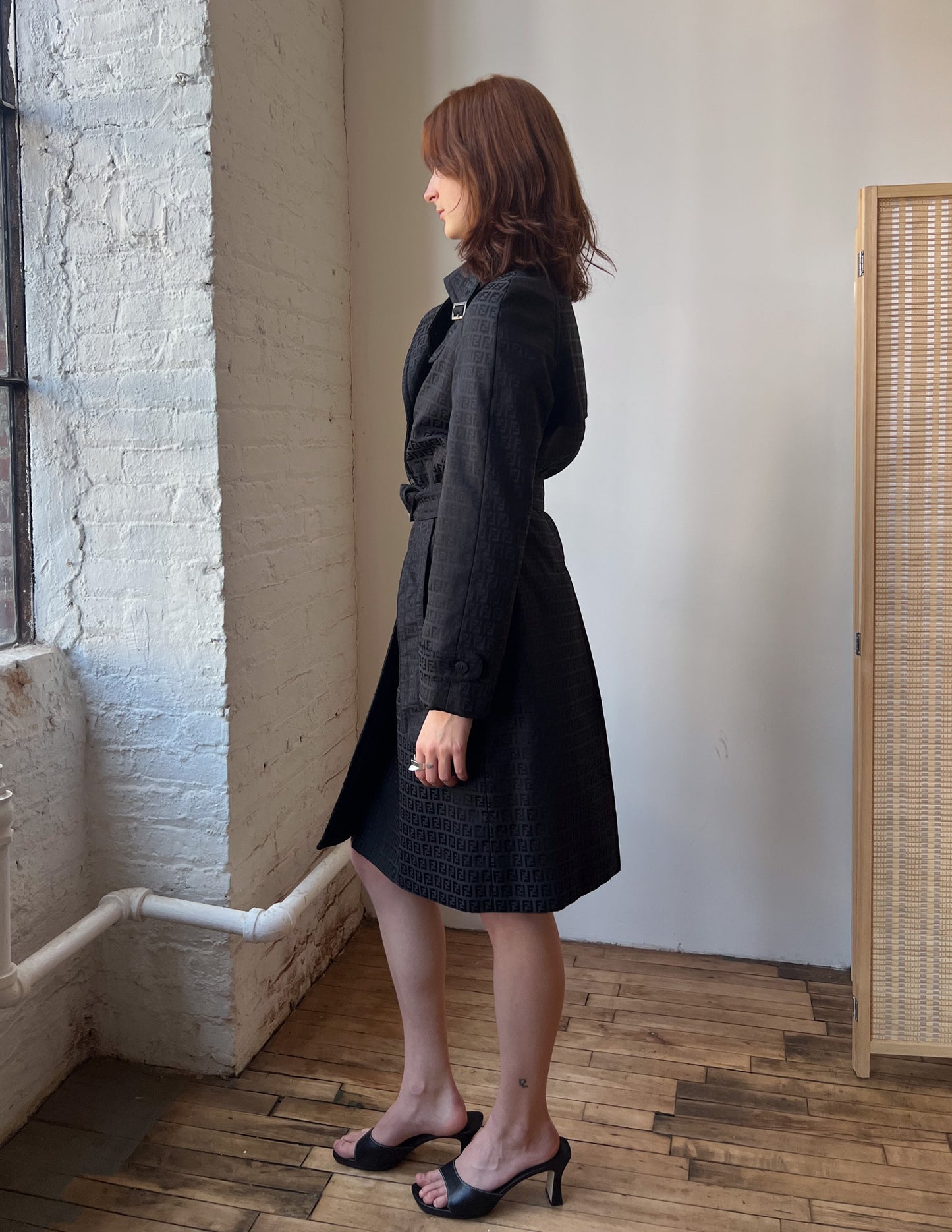 Fendi Zucca All Over Belted Trench Coat