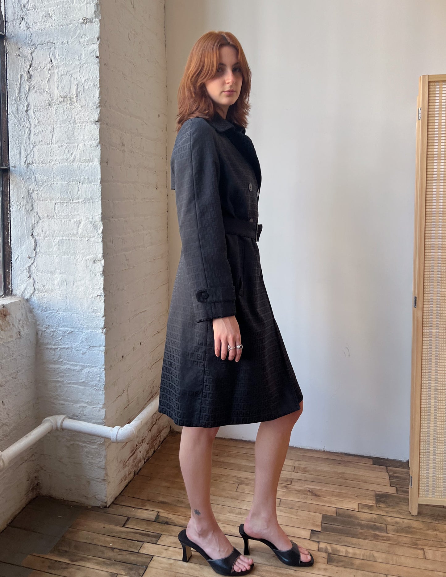 Fendi Zucca All Over Belted Trench Coat