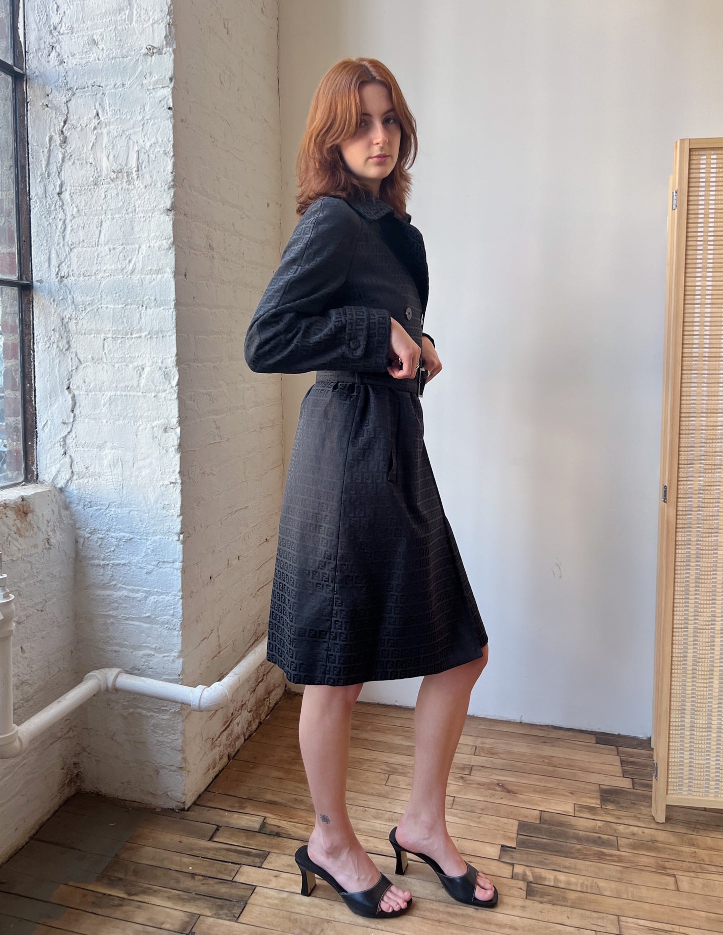 Fendi Zucca All Over Belted Trench Coat