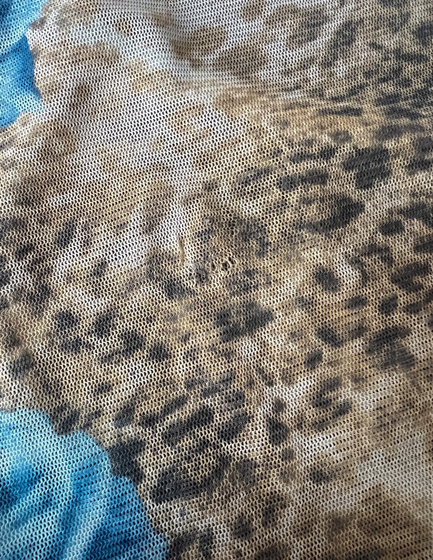Vtg Leopard Blue Floral Mesh Top