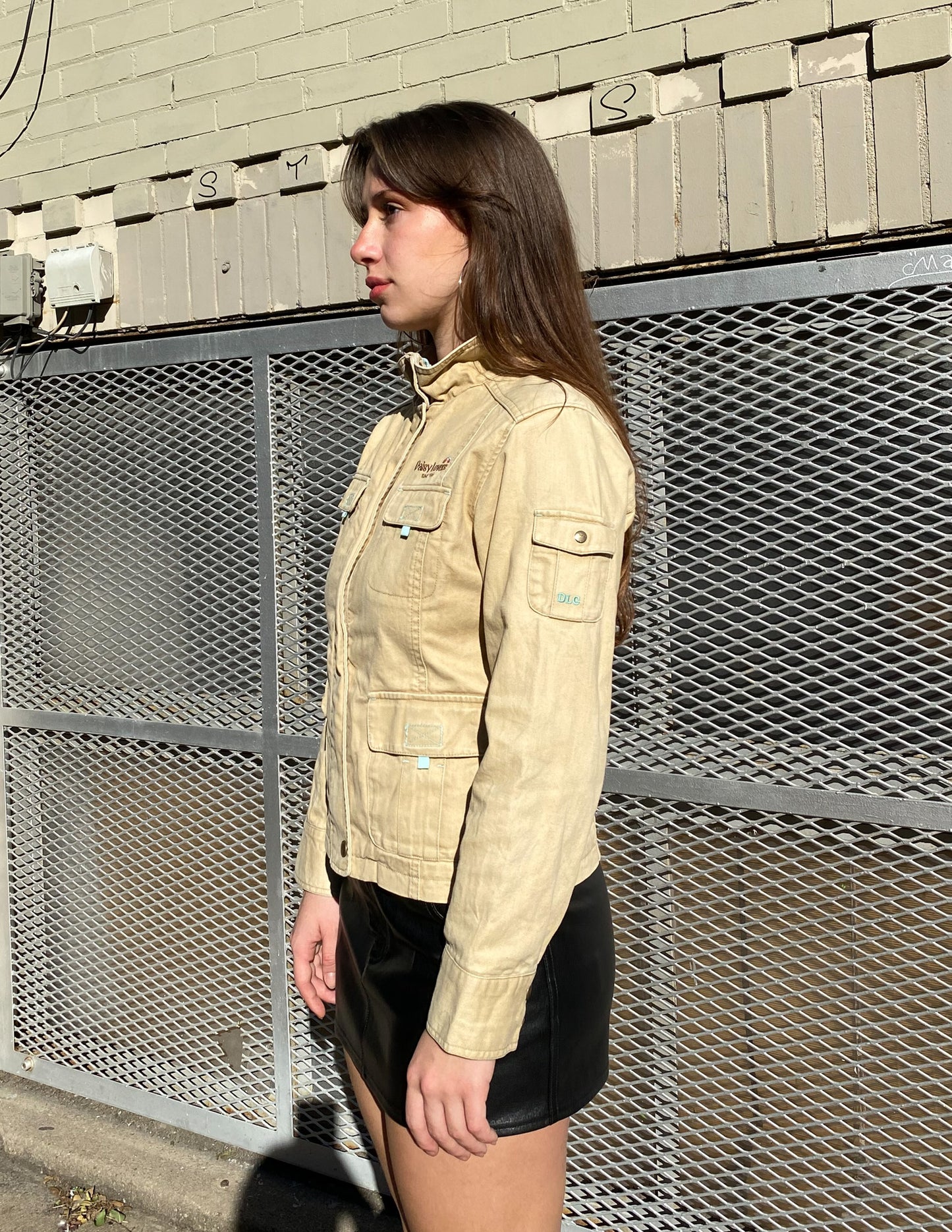 Daisy Lovers Tan Cargo Zip Up Jacket