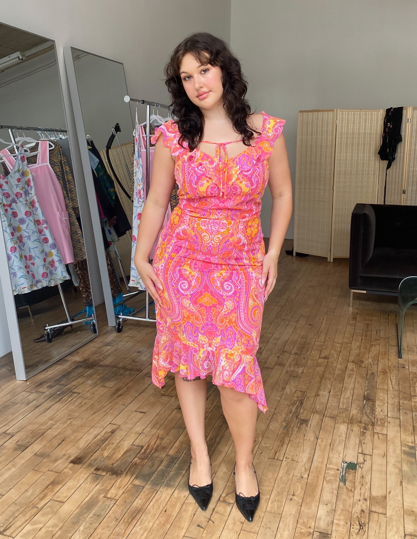 100% Silk Pink Paisley Escada Dress