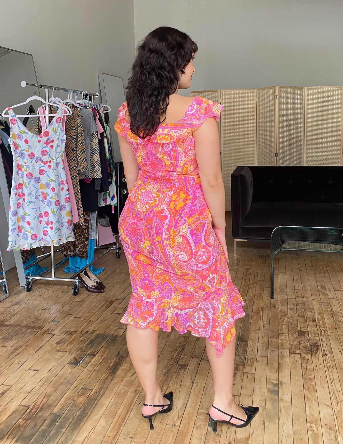 100% Silk Pink Paisley Escada Dress