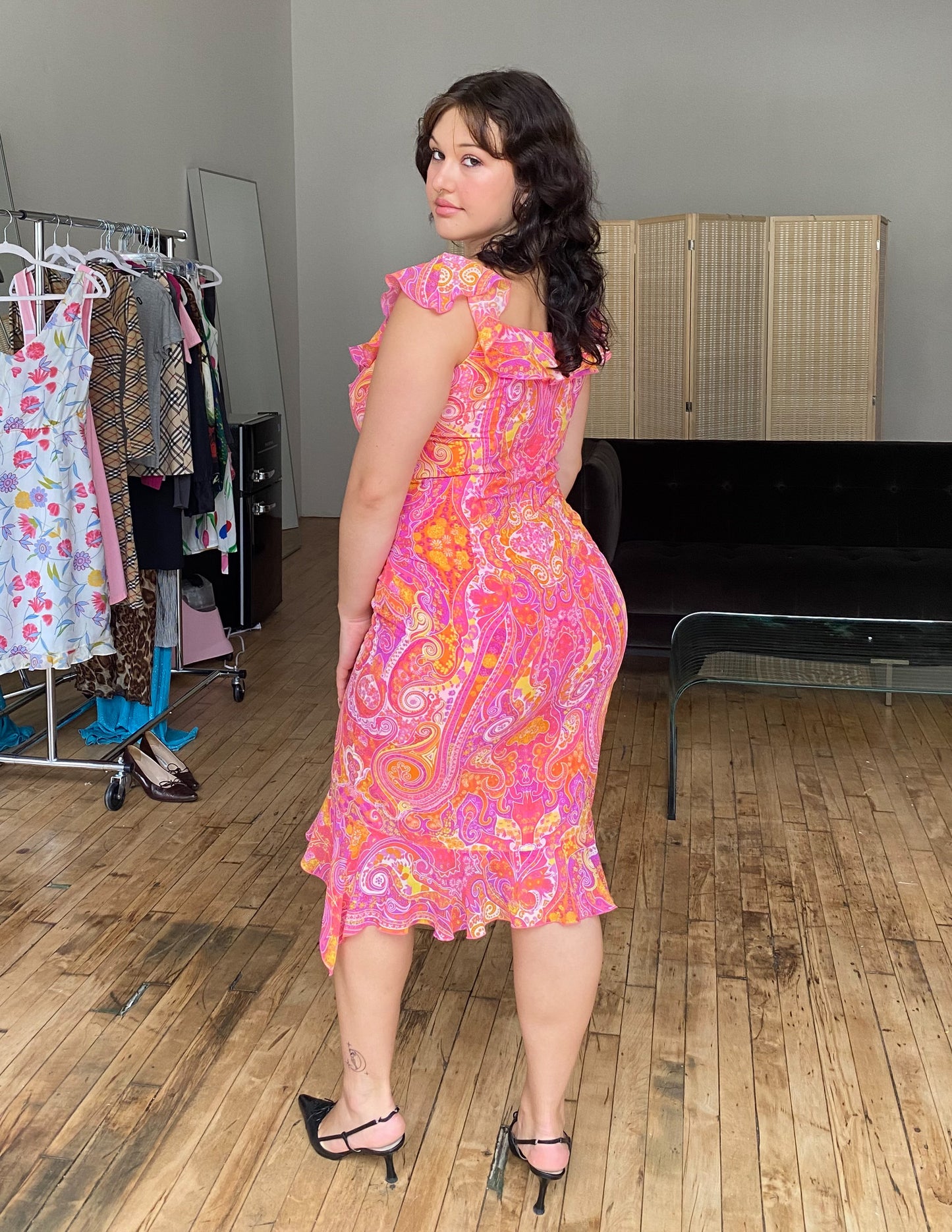100% Silk Pink Paisley Escada Dress