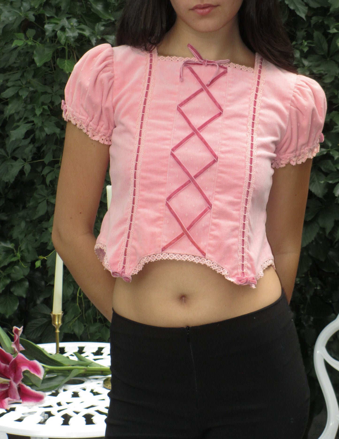 Vintage Shirley Temple Pink Corset Style Top Sourced in Japan