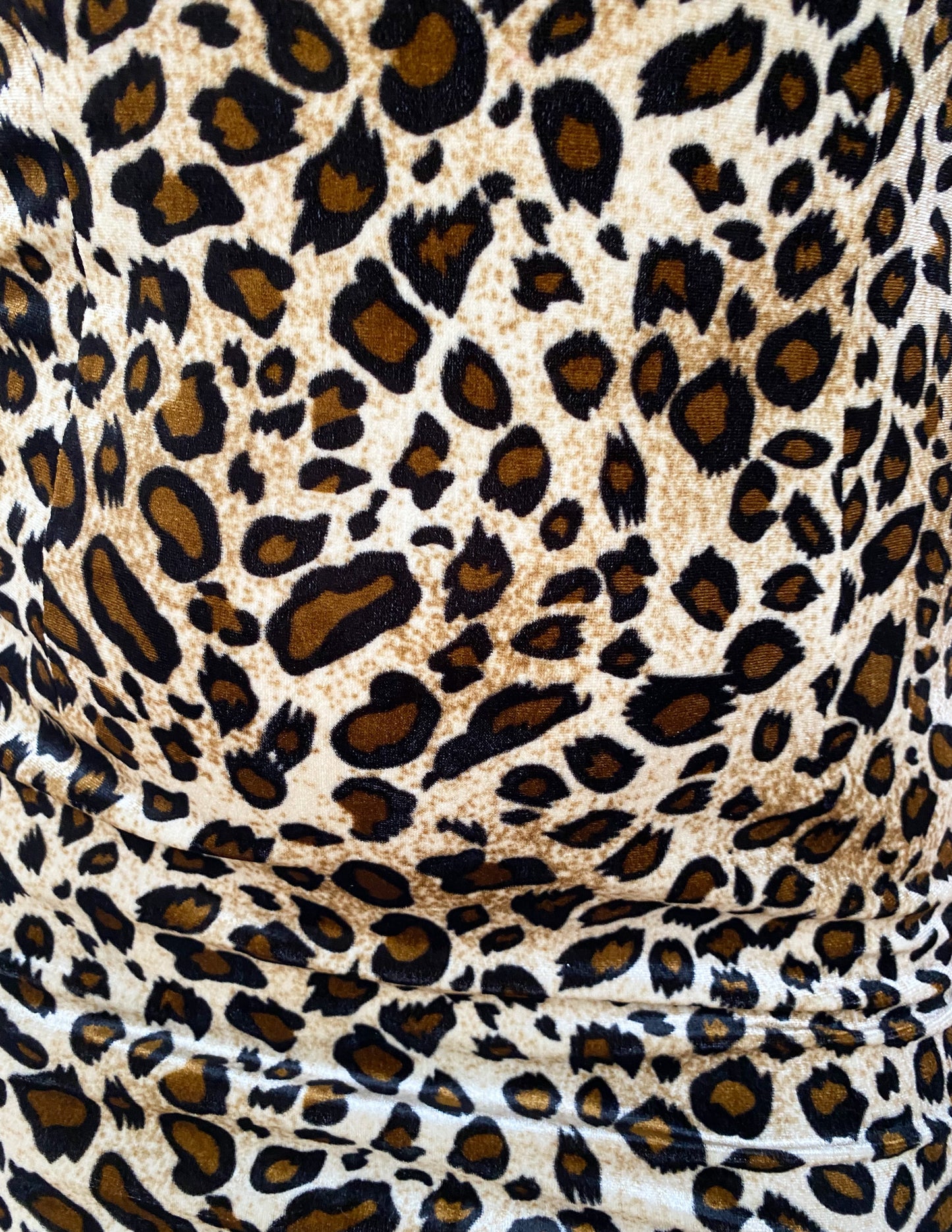 Vtg Leopard Velour BodyCon Midi Dress