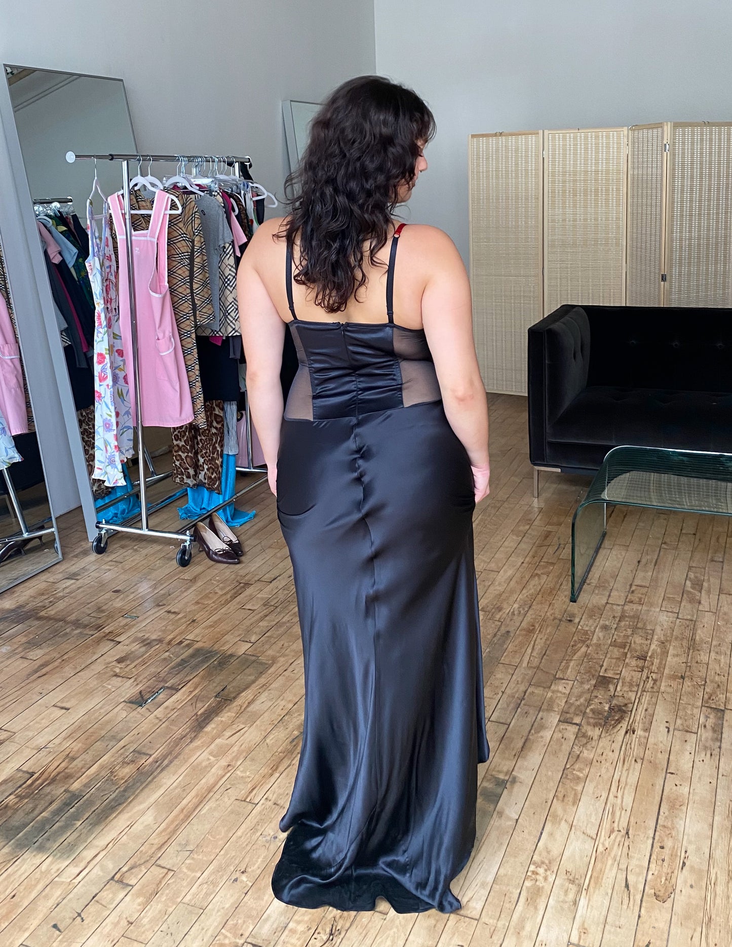 Vtg 100% Silk VS Bustier Maxi Dress