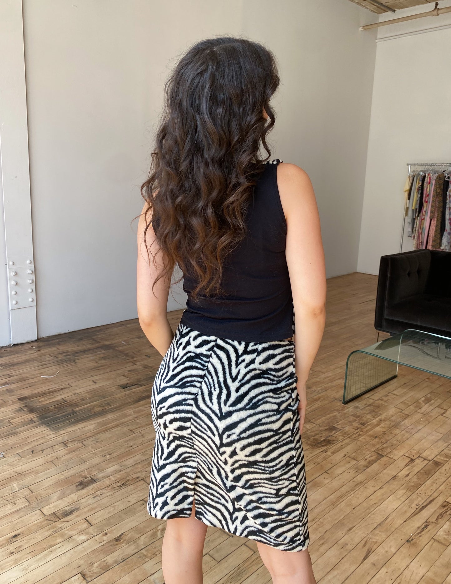 Morgan de Toi Vintage Zebra Print Fuzzy Party Skirt Set