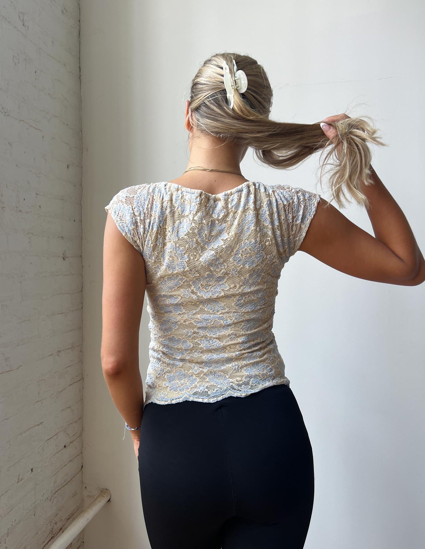 Anna Sui Floral Lace Overlay Baby Tee
