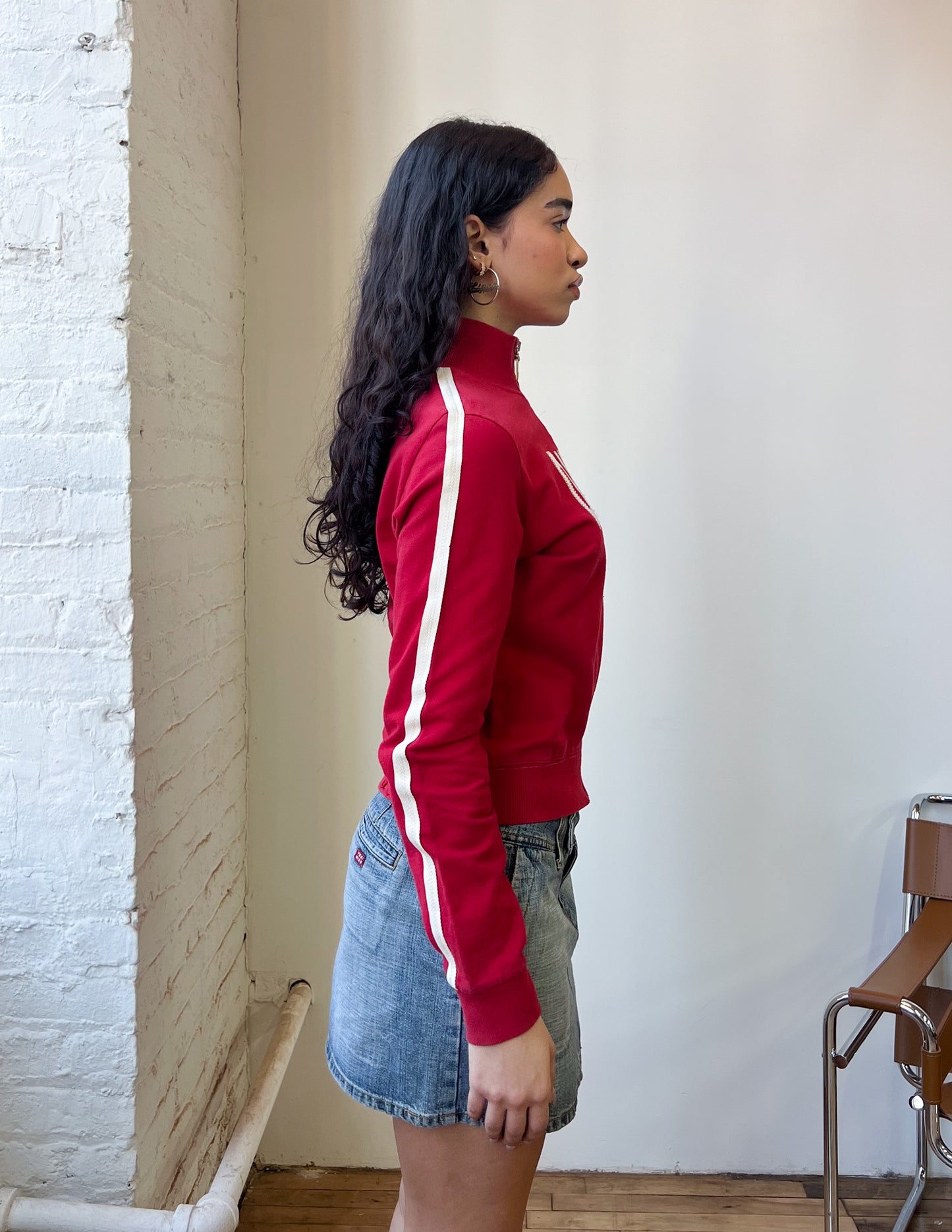 Onyx Red Embroidered Zip Up