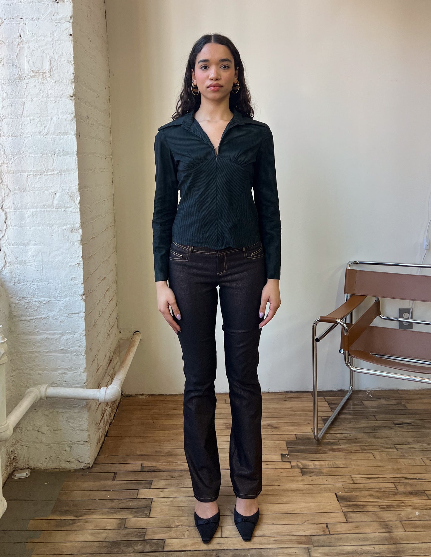 Pinstripe Hook & Eye Blouse