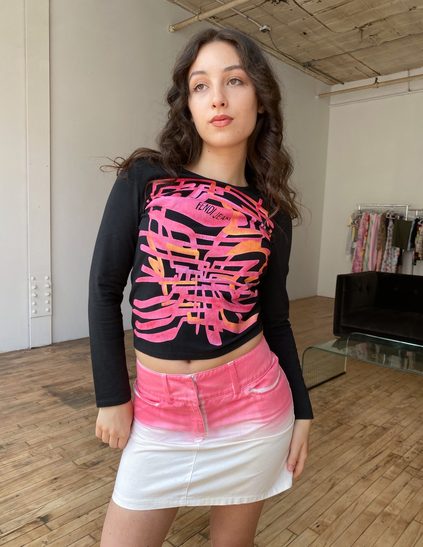 Fendi Jeans Pink Ombre Mini Skirt