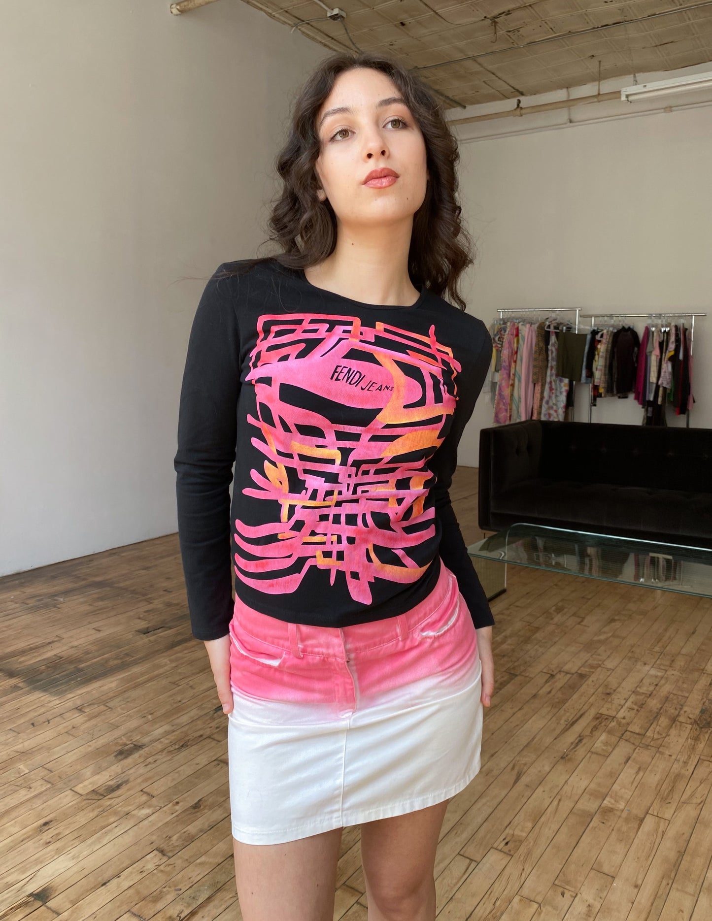 Fendi Jeans Pink Ombre Mini Skirt