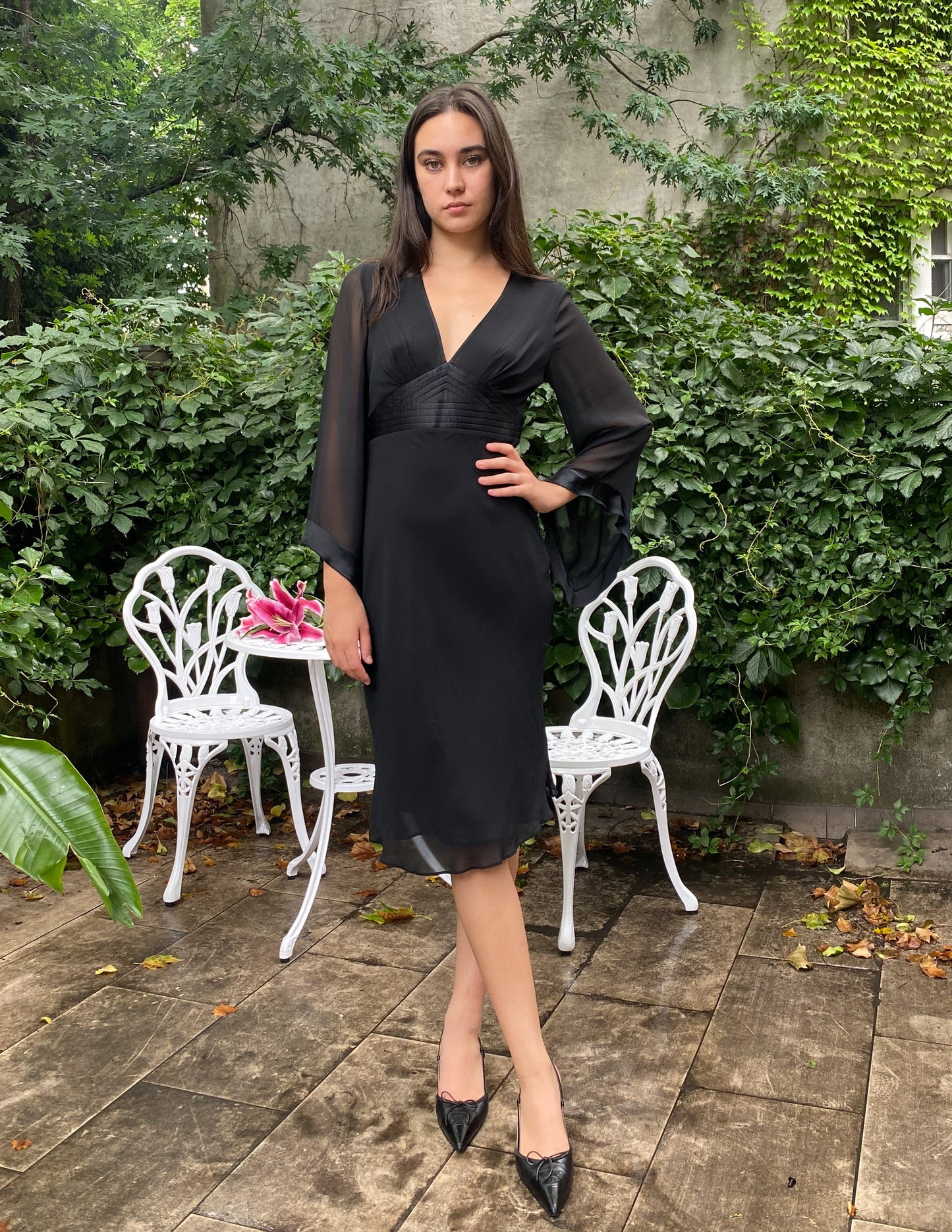 100% Silk Vtg 90s Midi Dress