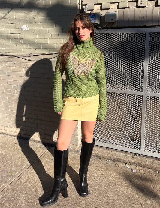 DKNY 100% Leather Butter Yellow Mini