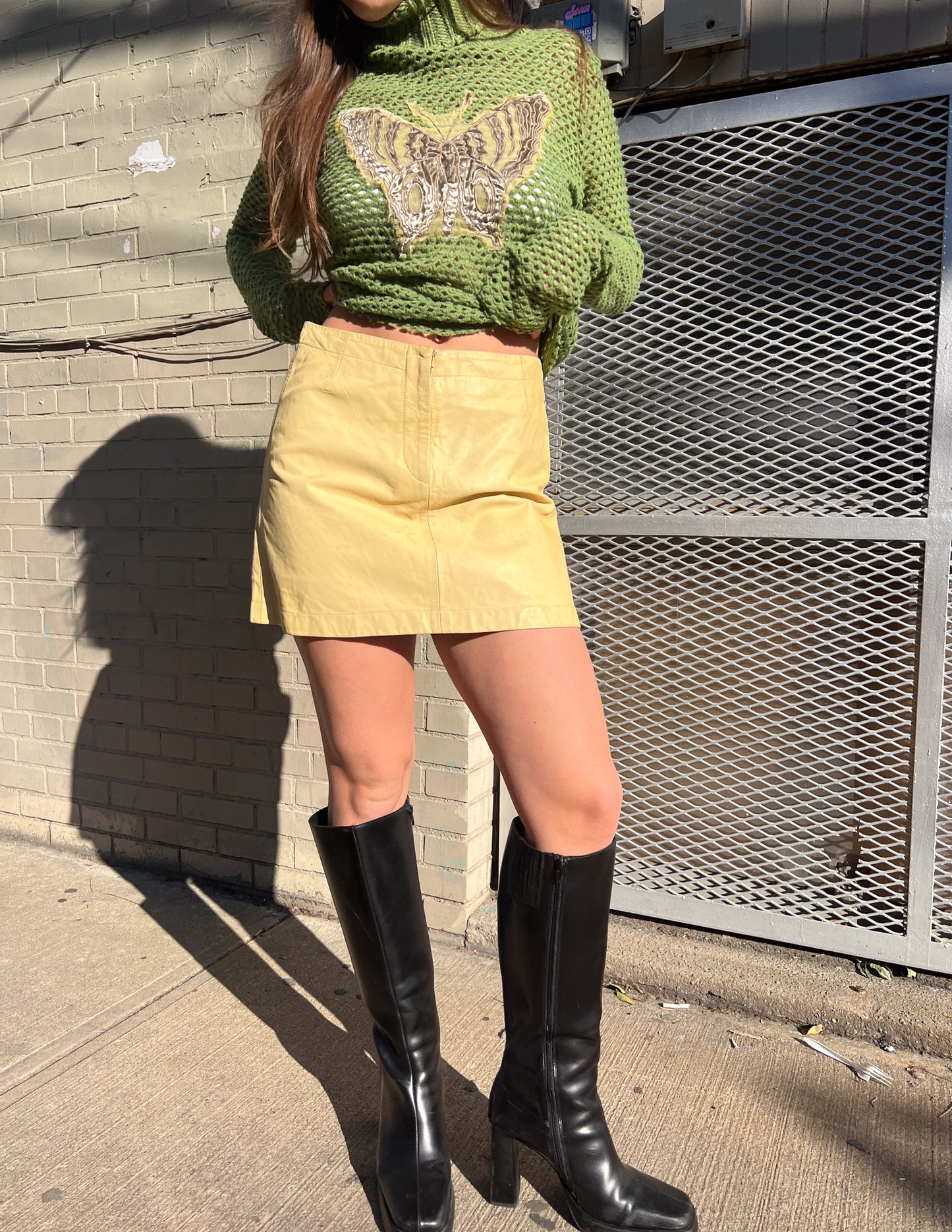 DKNY 100% Leather Butter Yellow Mini