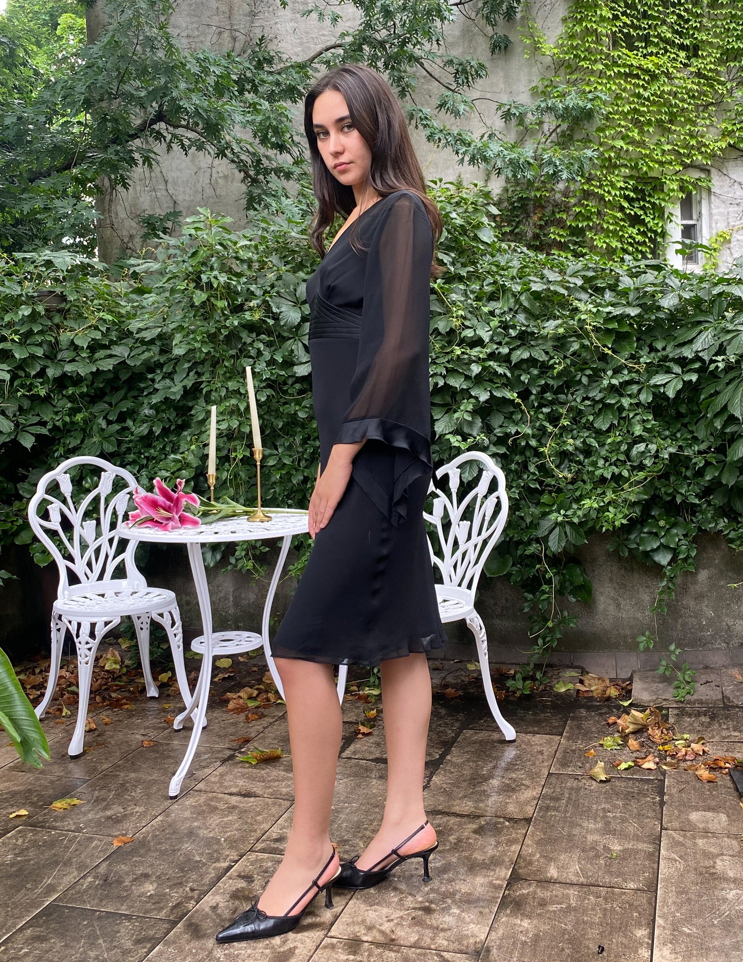 100% Silk Vtg 90s Midi Dress