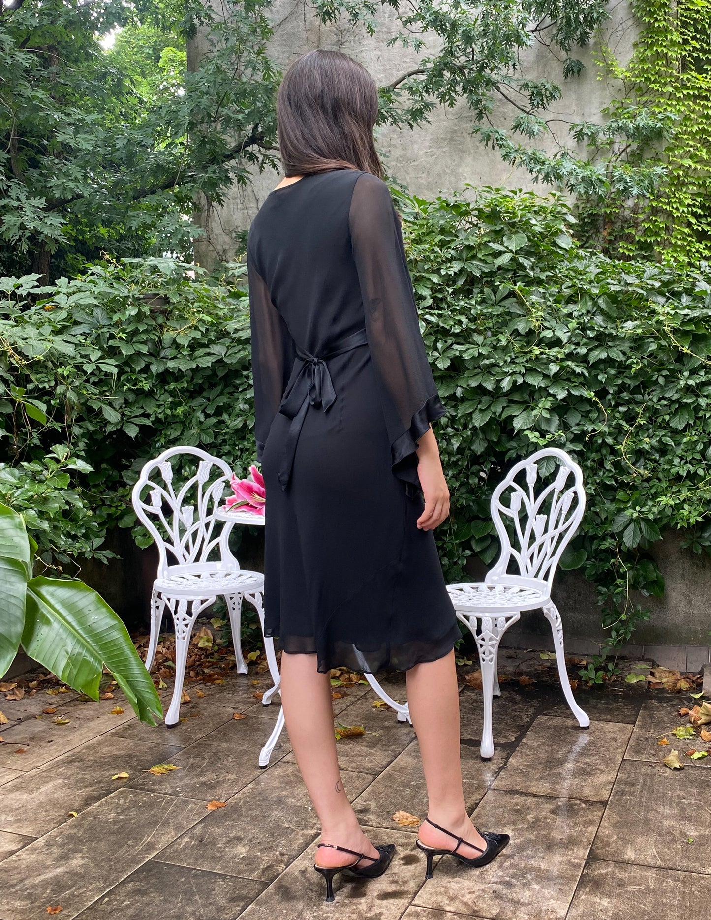 100% Silk Vtg 90s Midi Dress