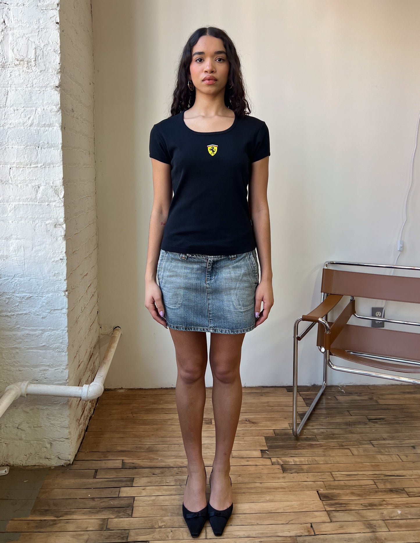 Vtg Ferrari Embroidered Baby Tee