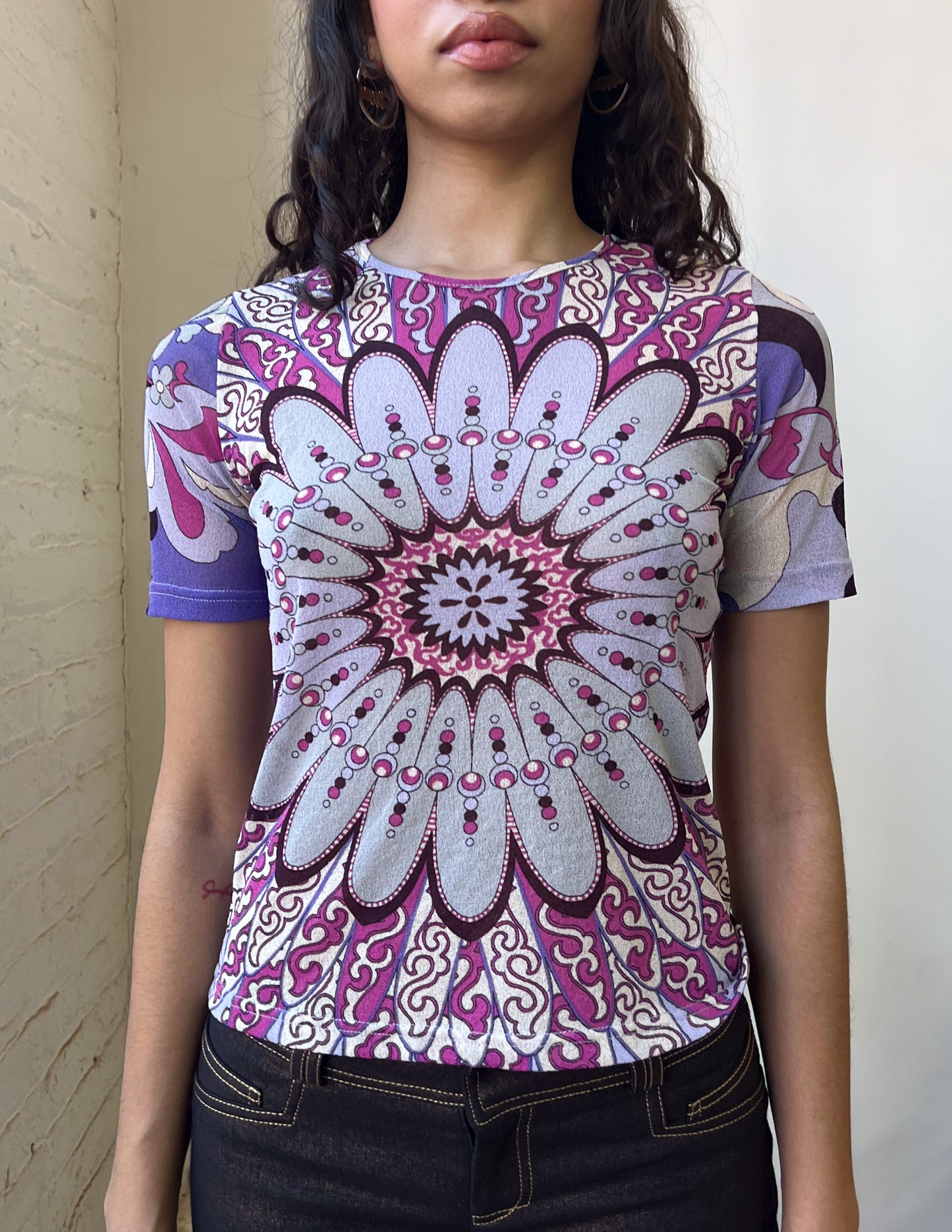 Vtg Purple Abstract Baby Tee