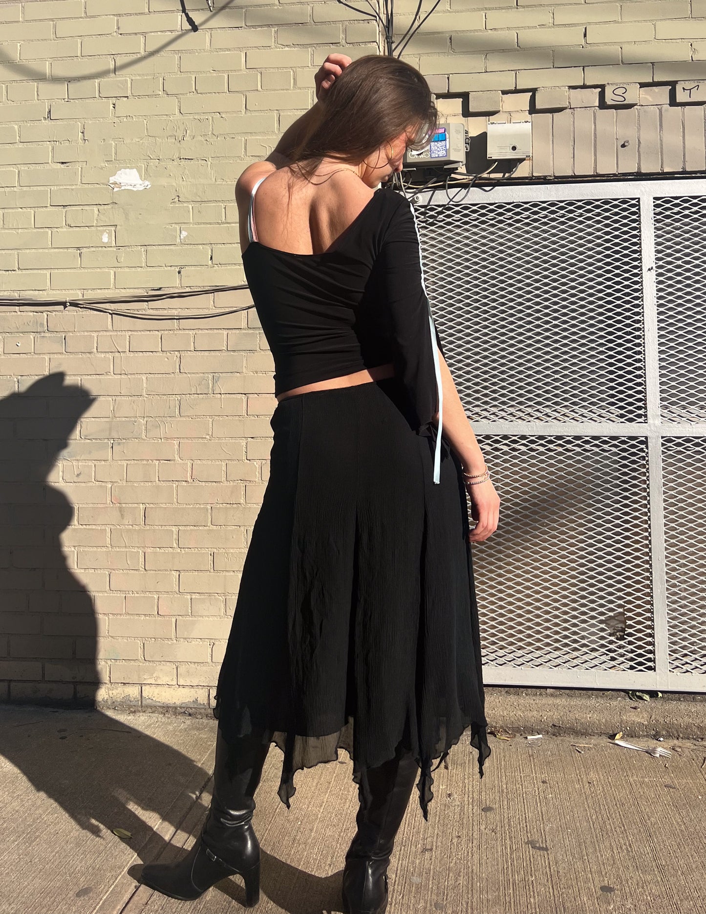 Vtg Express 100% Silk Midi Skirt