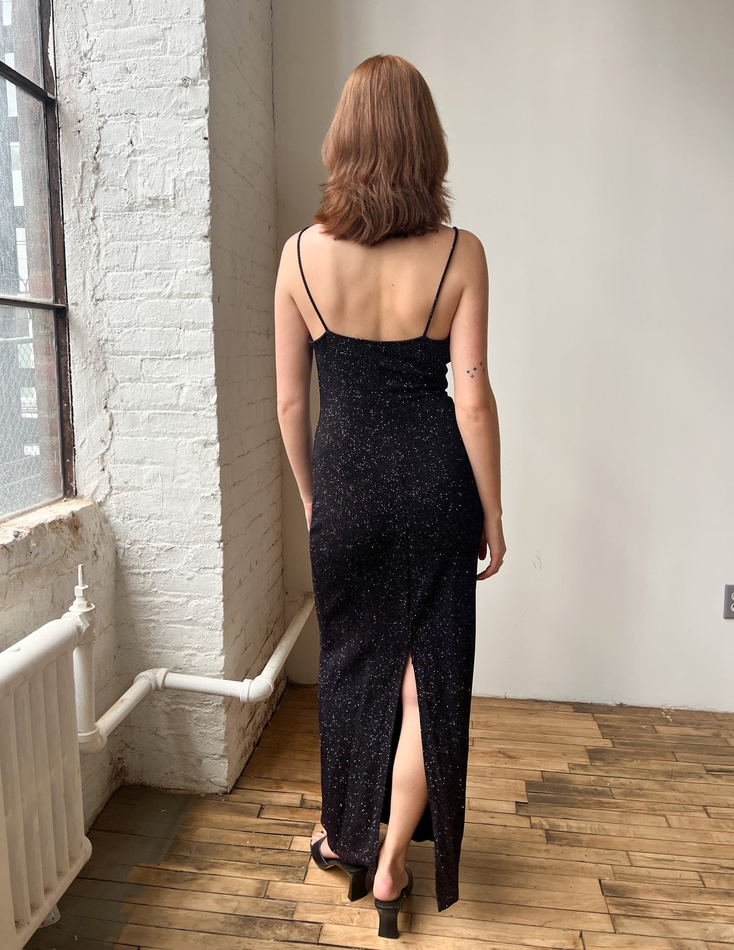 Vtg City Triangles Black Shimmer Maxi