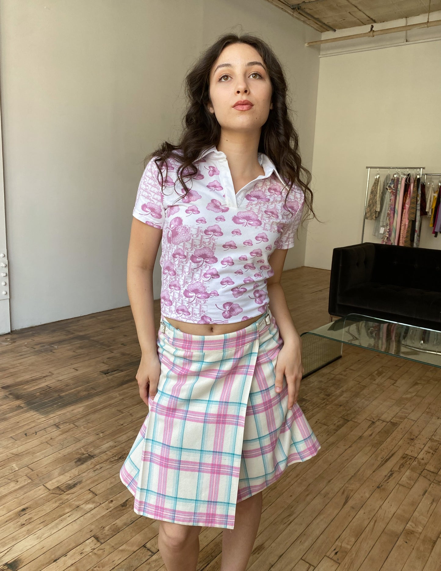 Christian Dior Diorissimo Cherry Blossom Collared Top