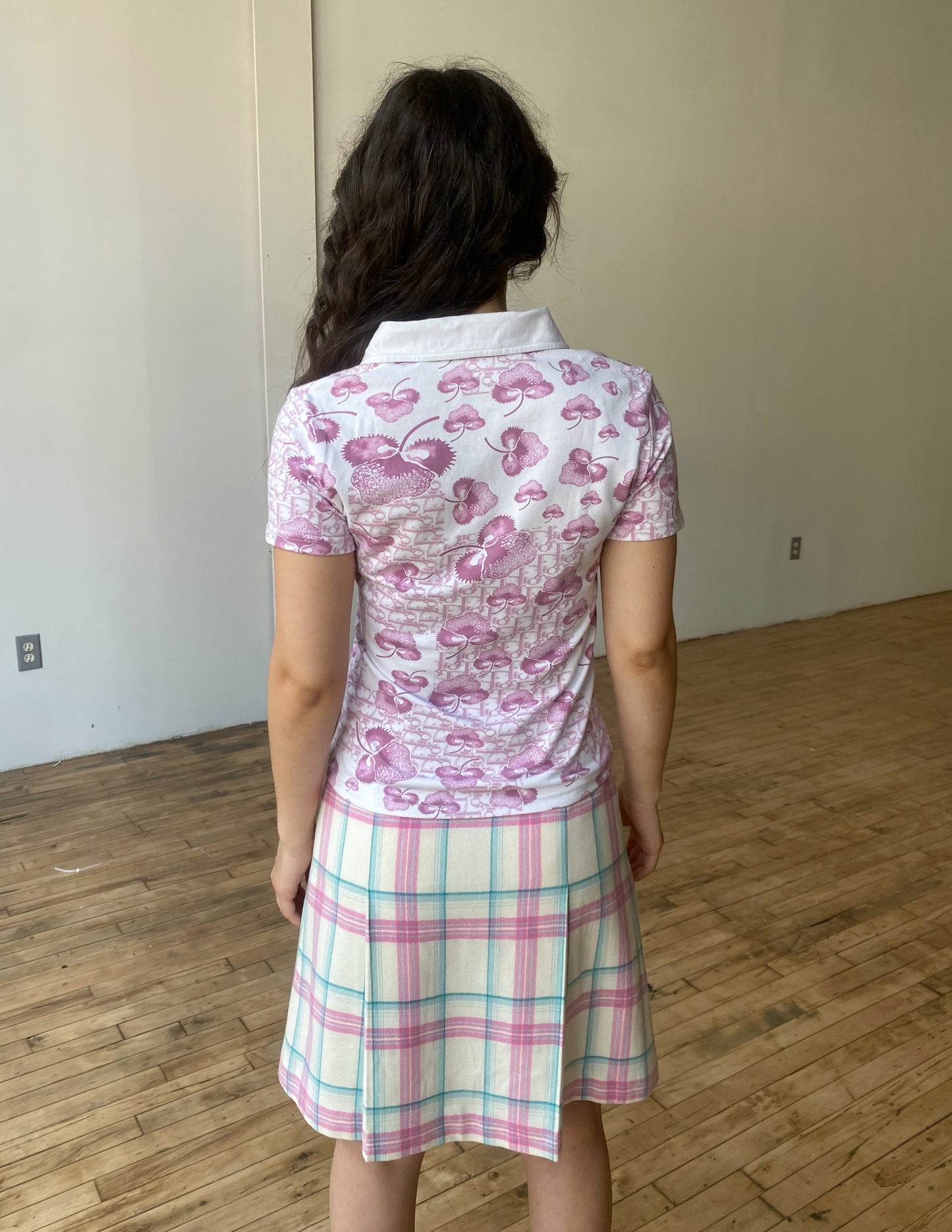 Christian Dior Diorissimo Cherry Blossom Collared Top