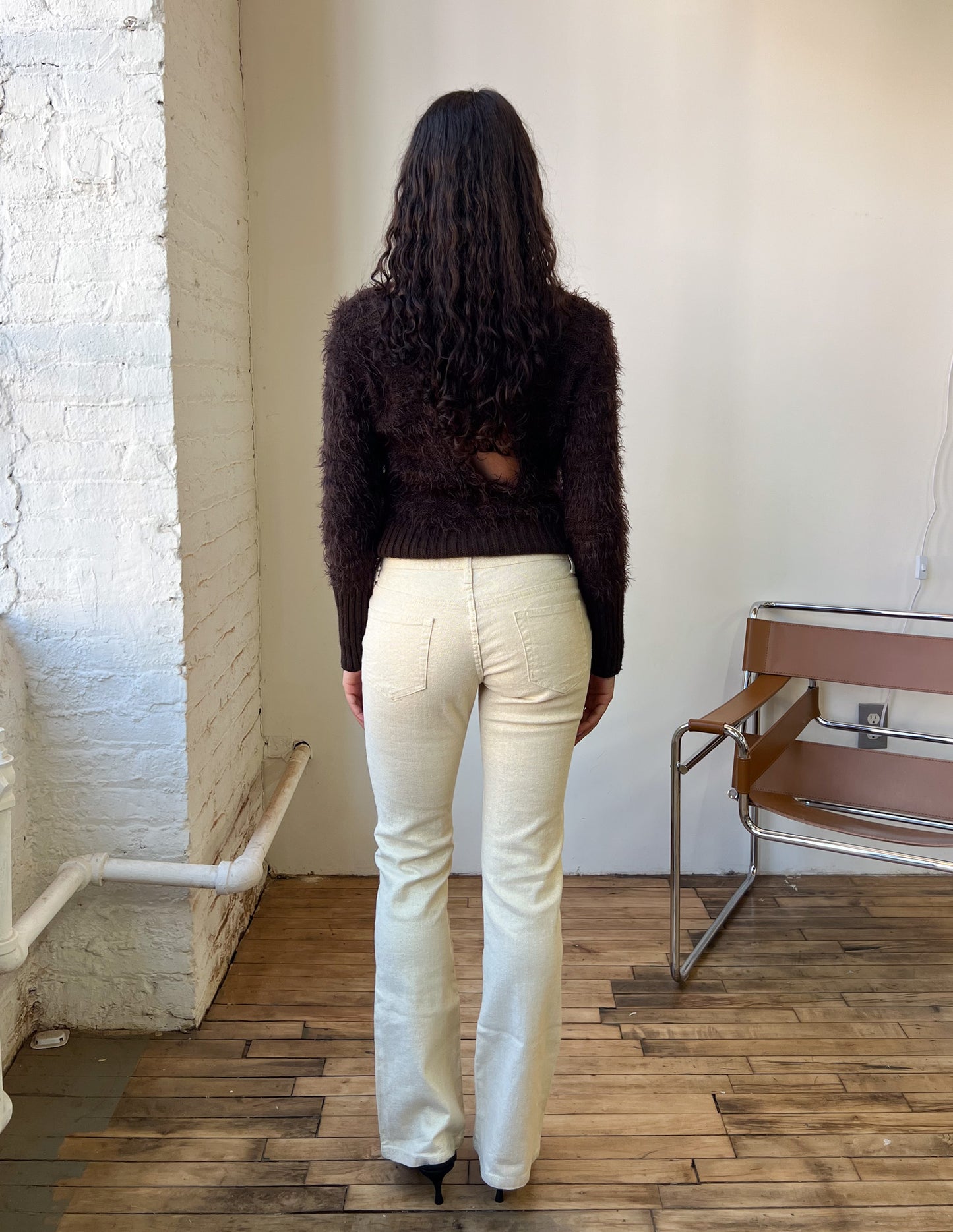 Caché Cream Shimmer Low Rise Jeans