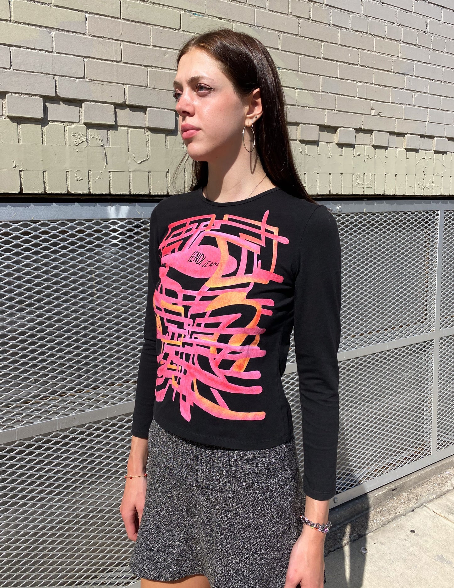 Fendi Jeans Abstract Graphic Long Sleeve