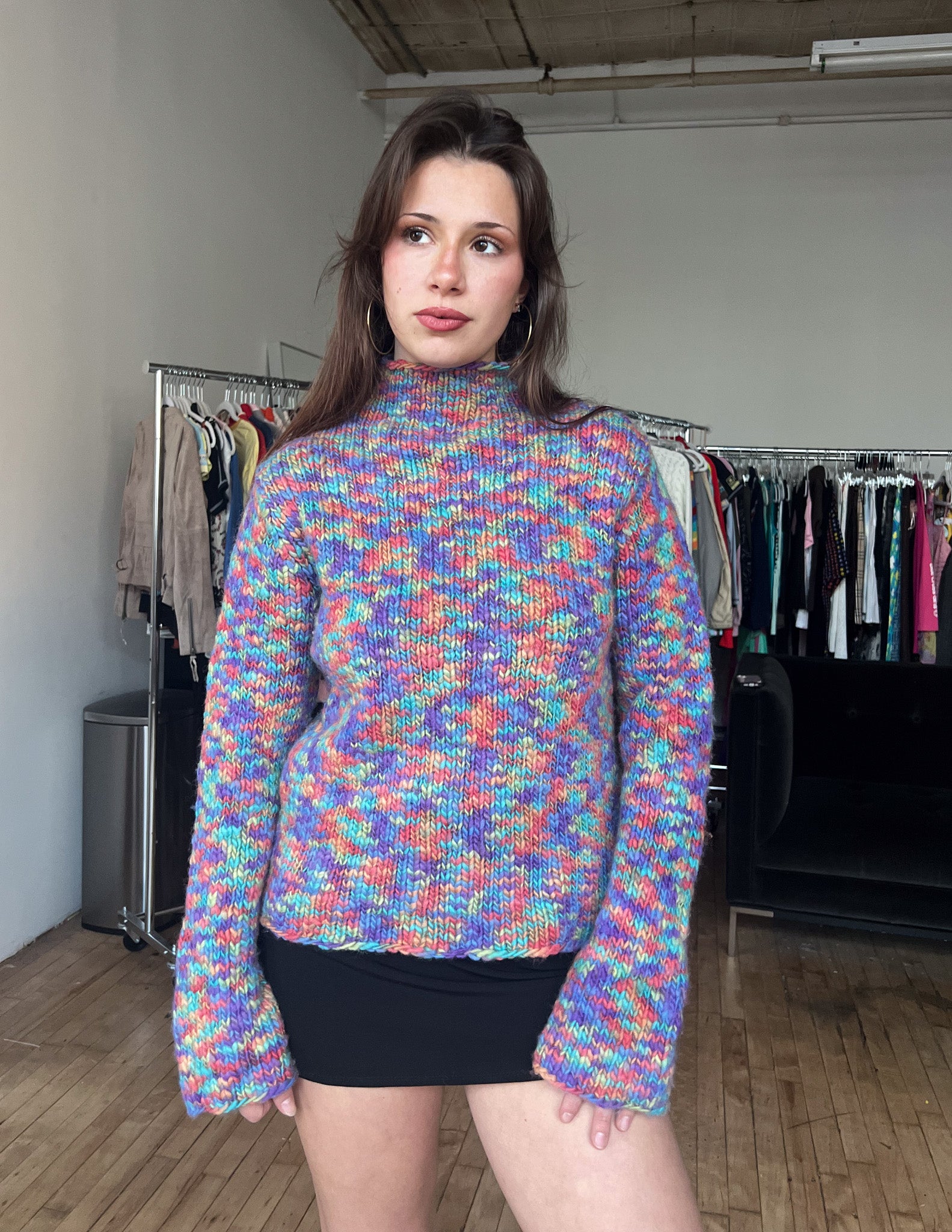 Rainbow clearance turtleneck sweater