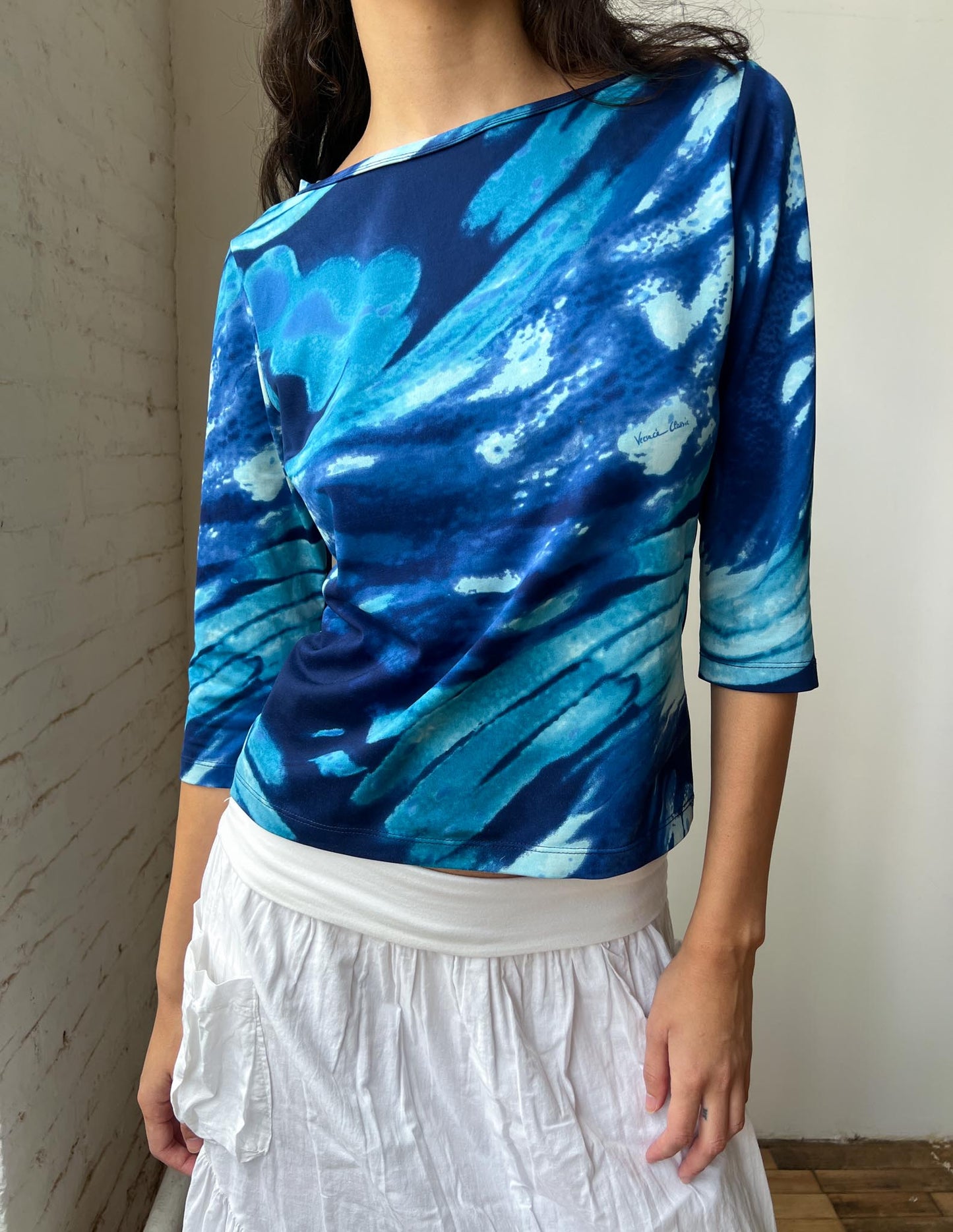 Versace Classic Printed Bateau Neck Top