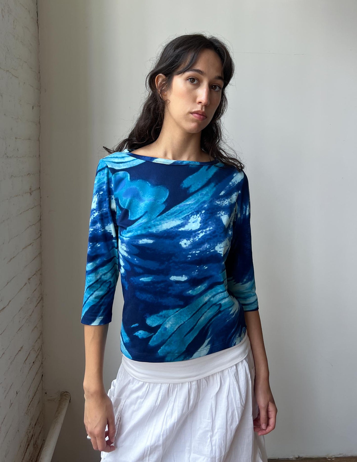 Versace Classic Printed Bateau Neck Top