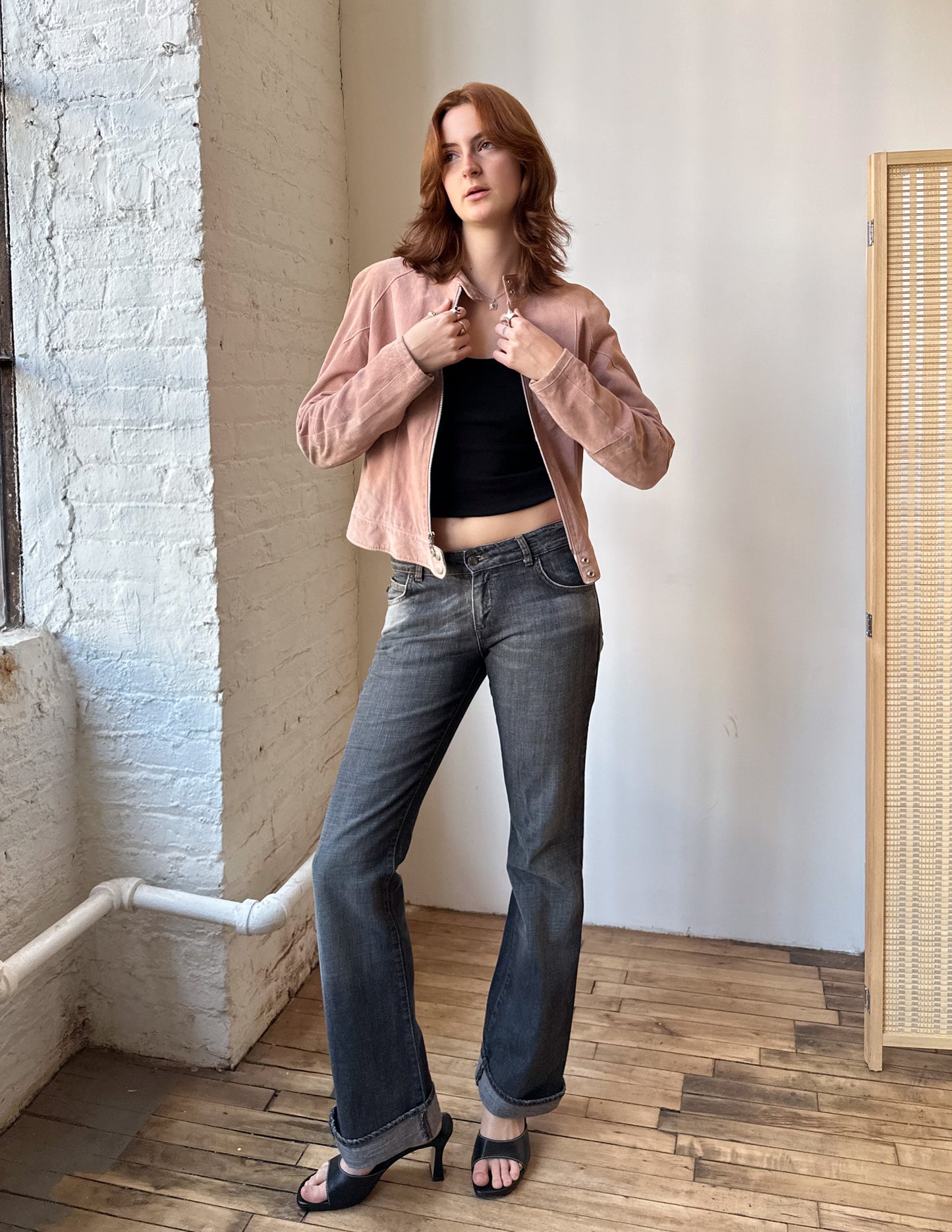 Wilson's Leather Pink Suede Moto Jacket