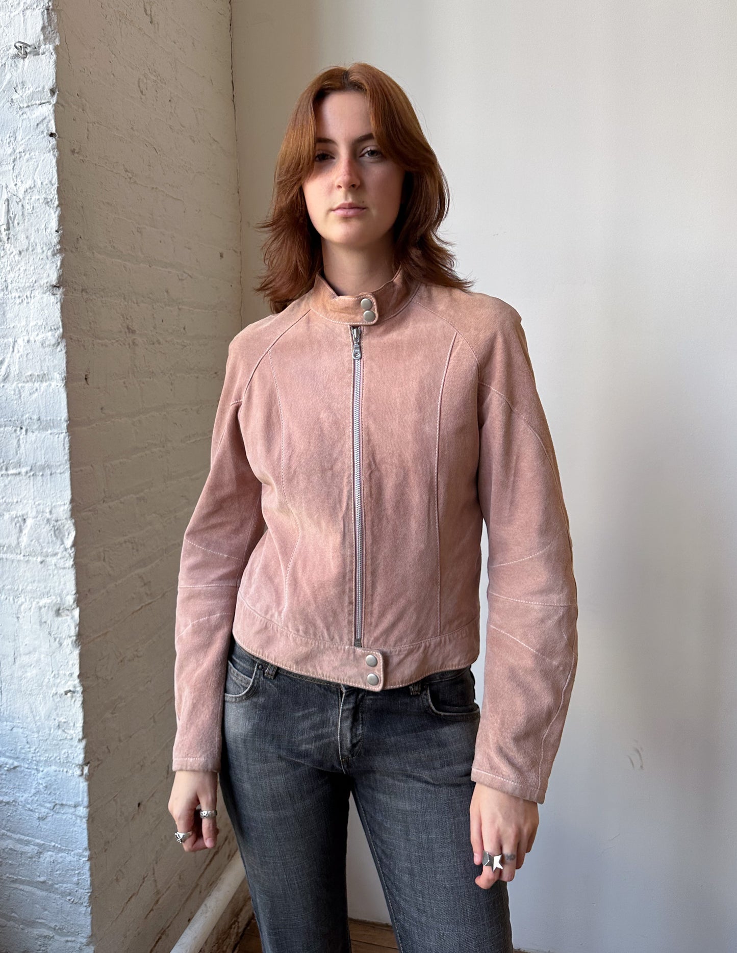 Wilson's Leather Pink Suede Moto Jacket