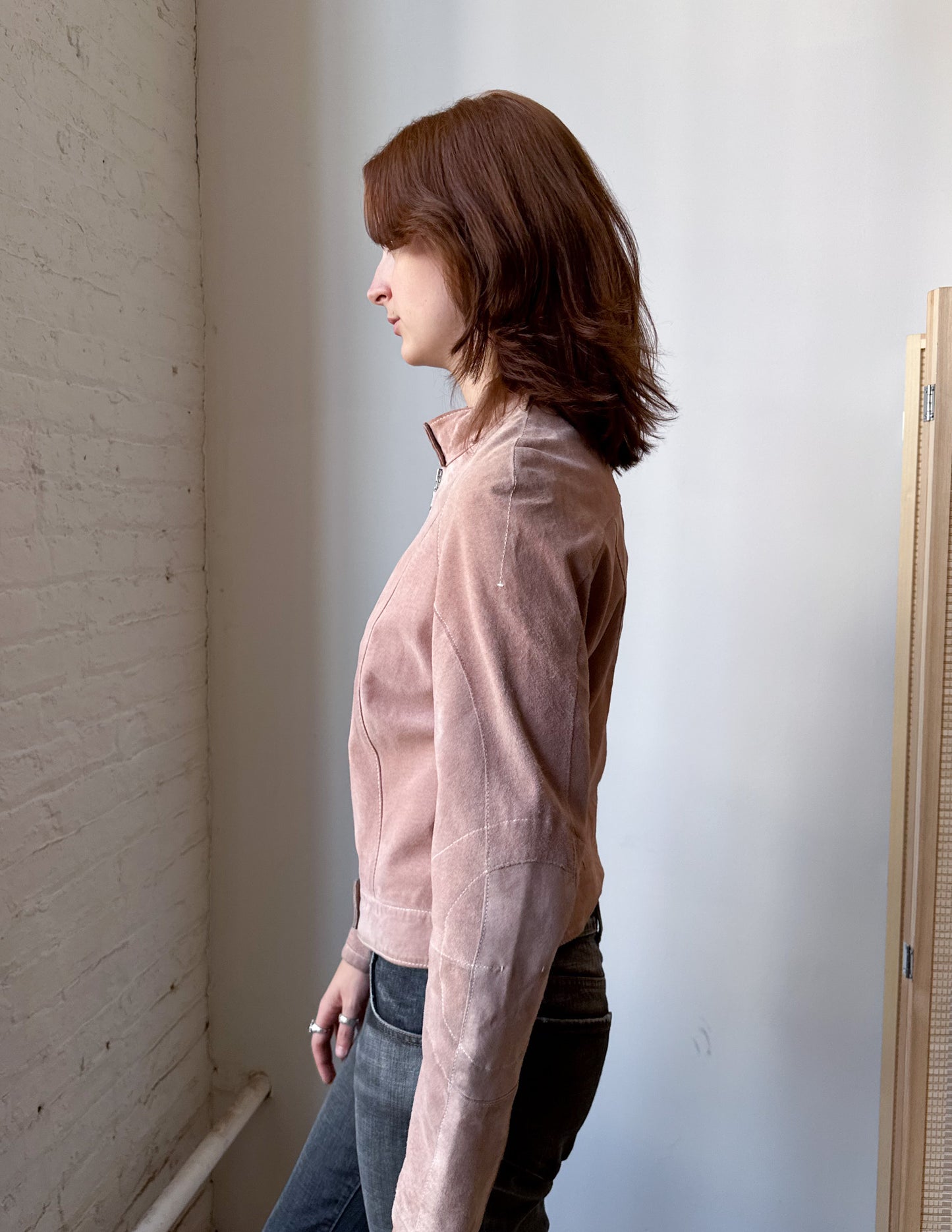 Wilson's Leather Pink Suede Moto Jacket