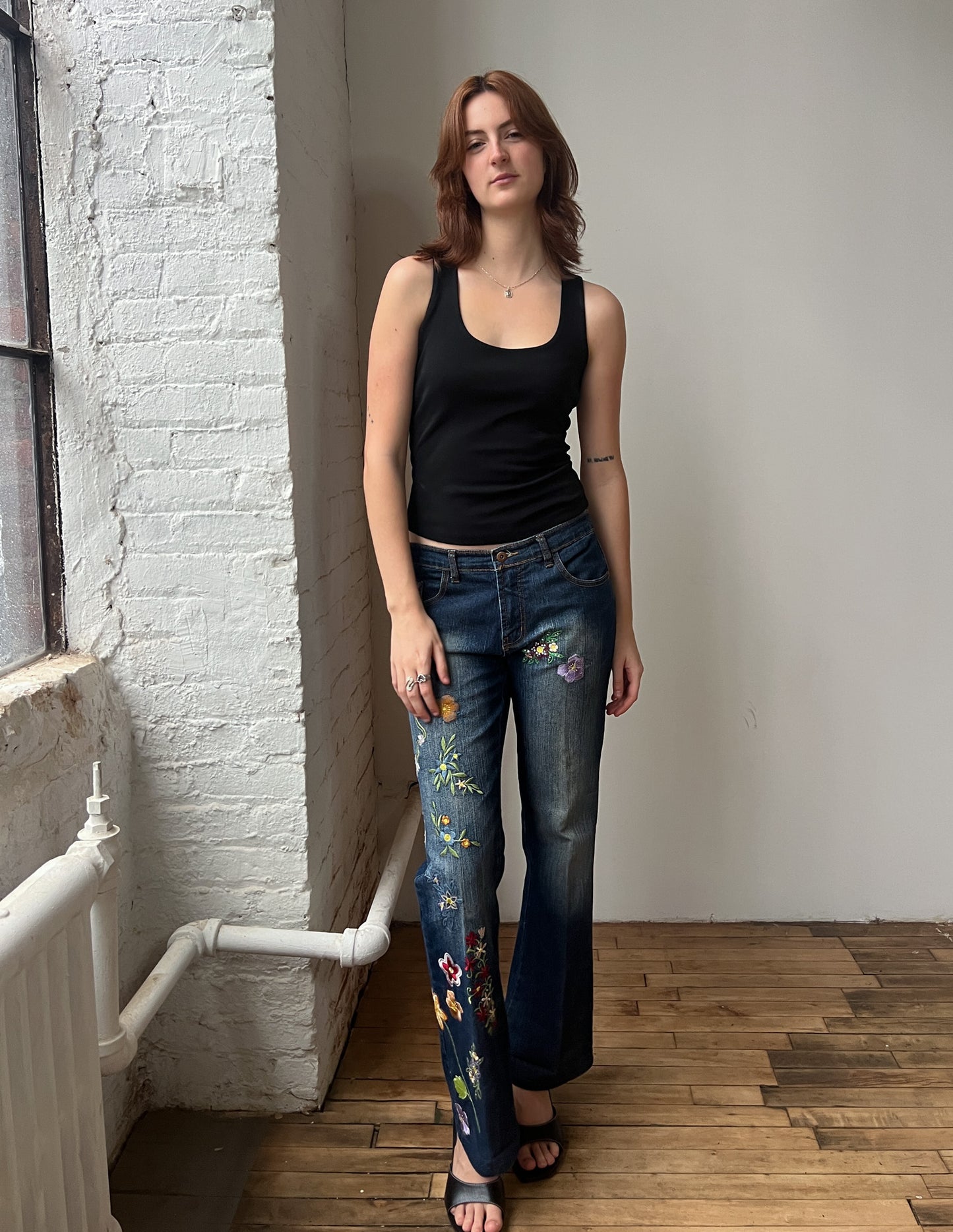 Y2K Floral Embroidered Jeans