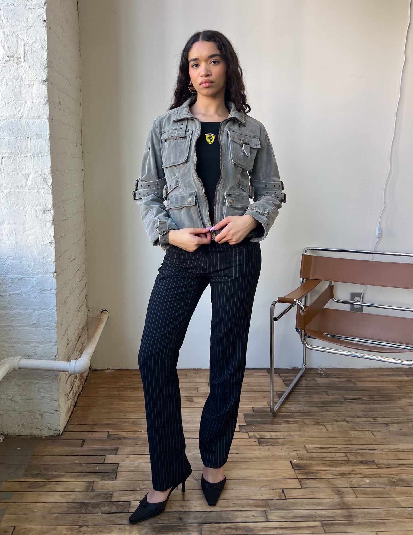 Vtg Grey Utility Jacket