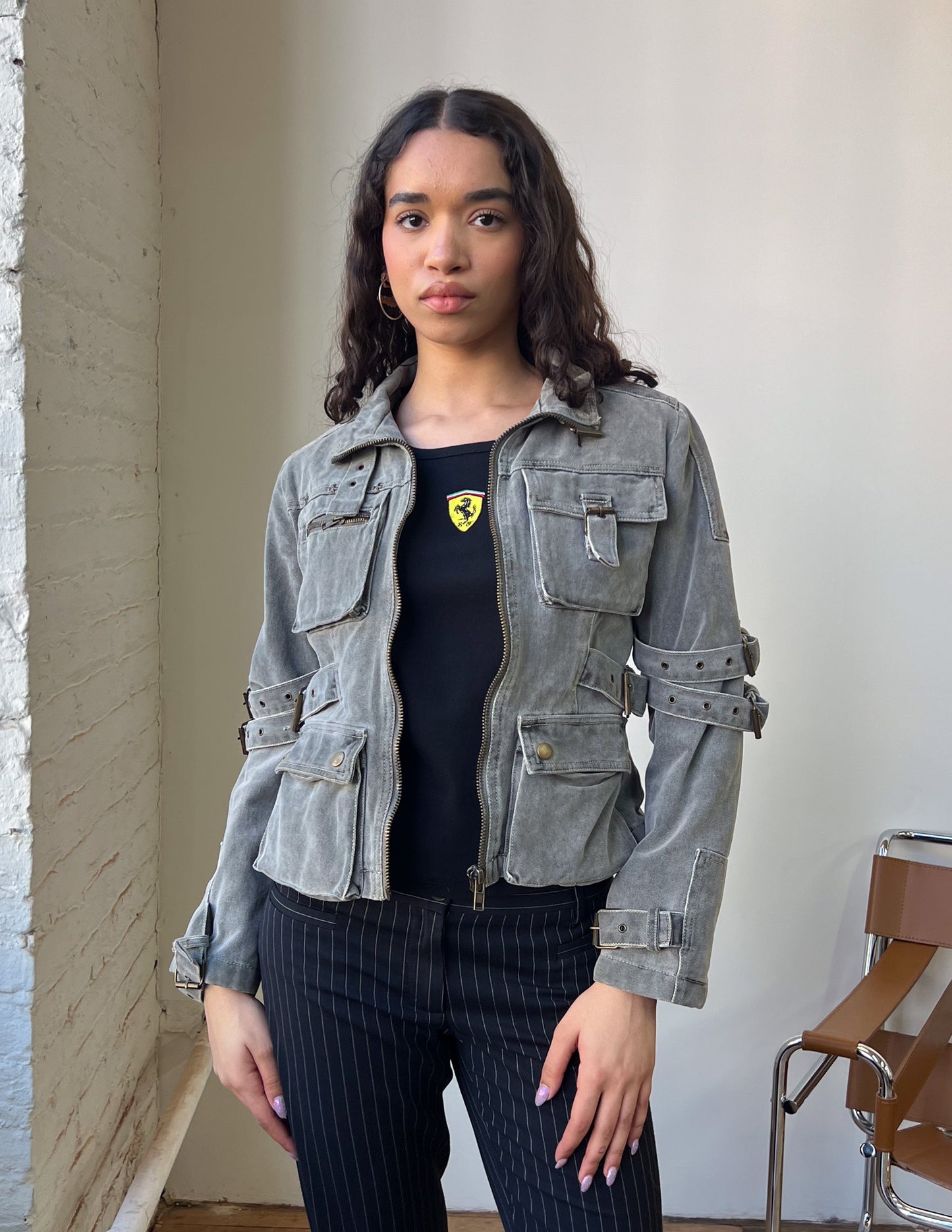 Vtg Grey Utility Jacket