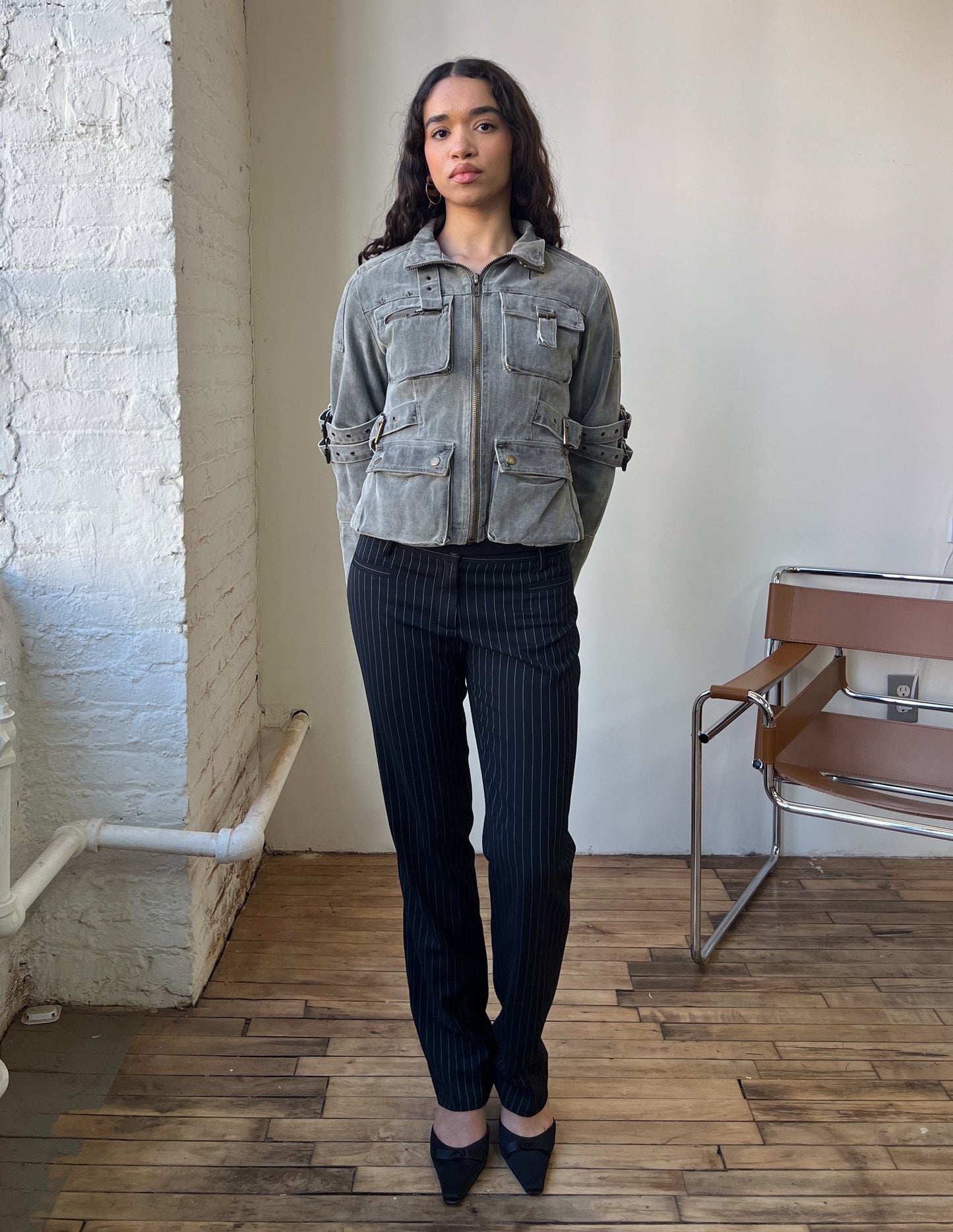 Vtg Grey Utility Jacket